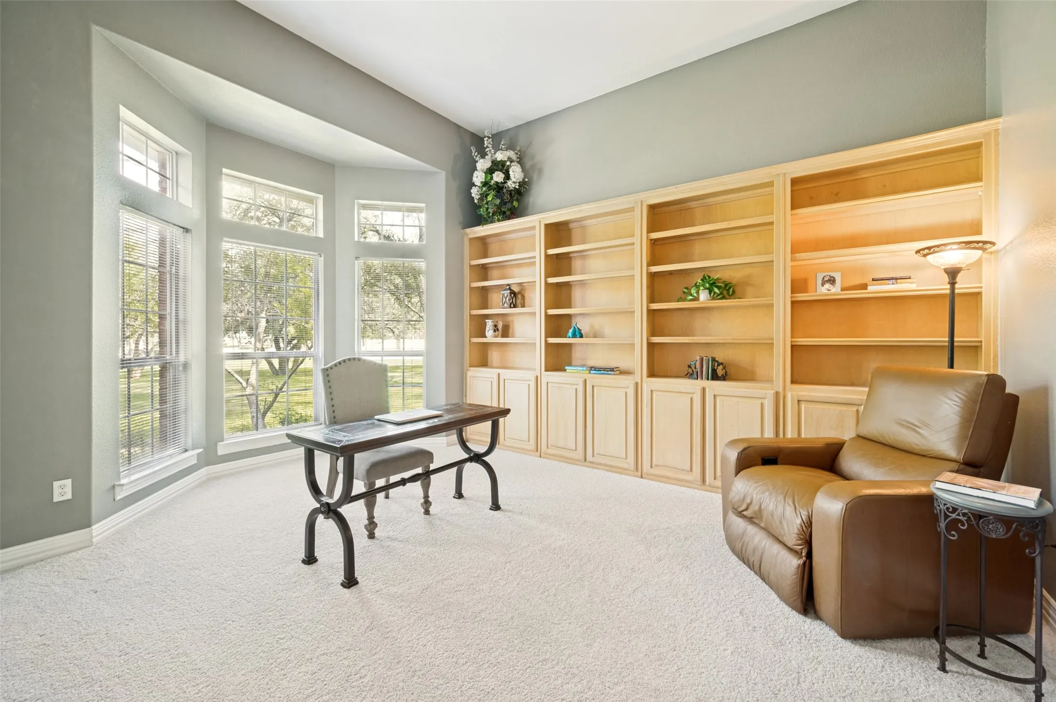 Office with built ins and great windows