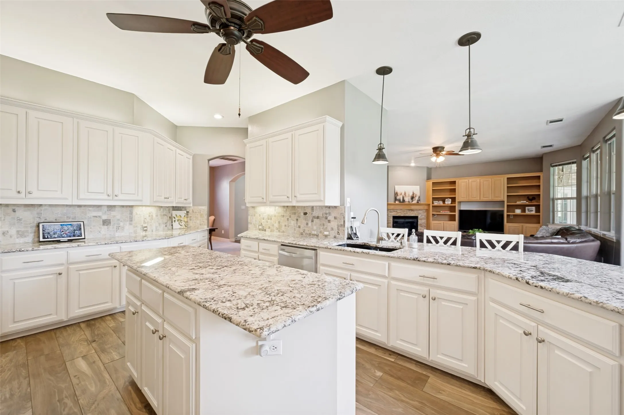 View of the kitchen and island