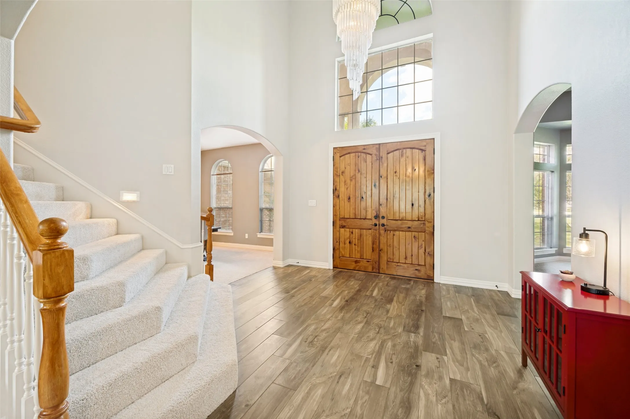 Interior entry with high ceilings