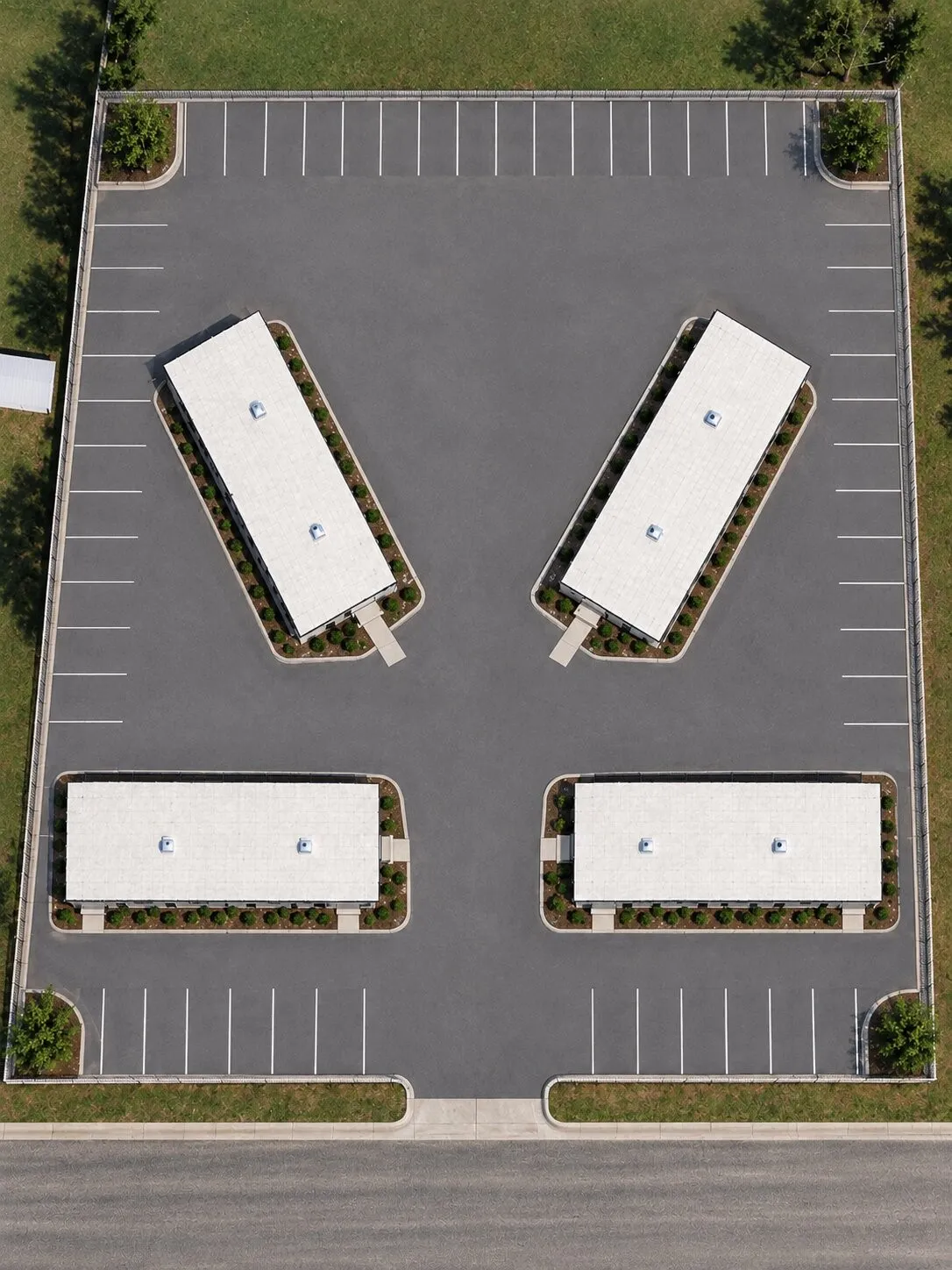 4 free-standing office or medical condos by removing the middle section of the building - virtual design reimagined