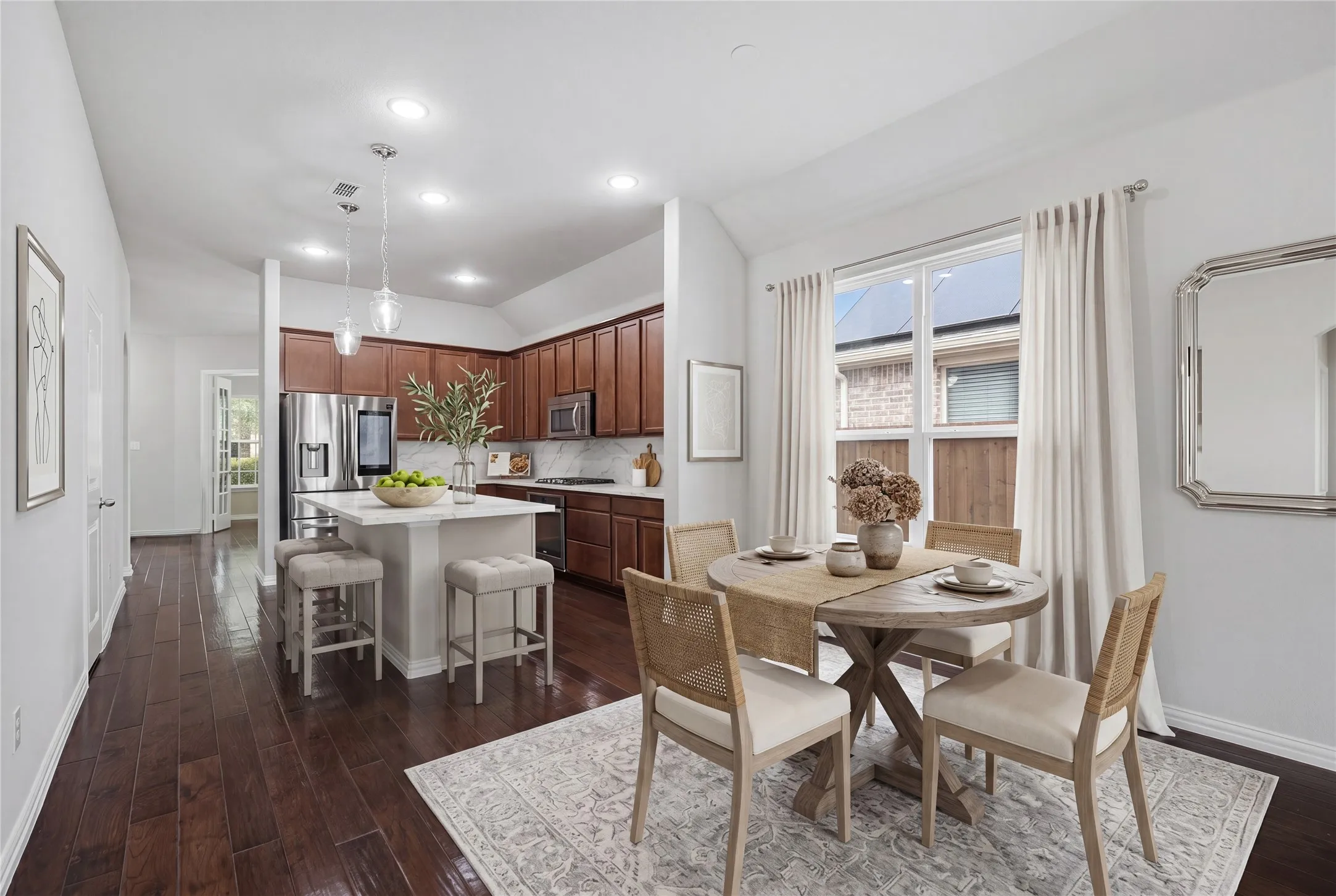Virtually staged breakfast area