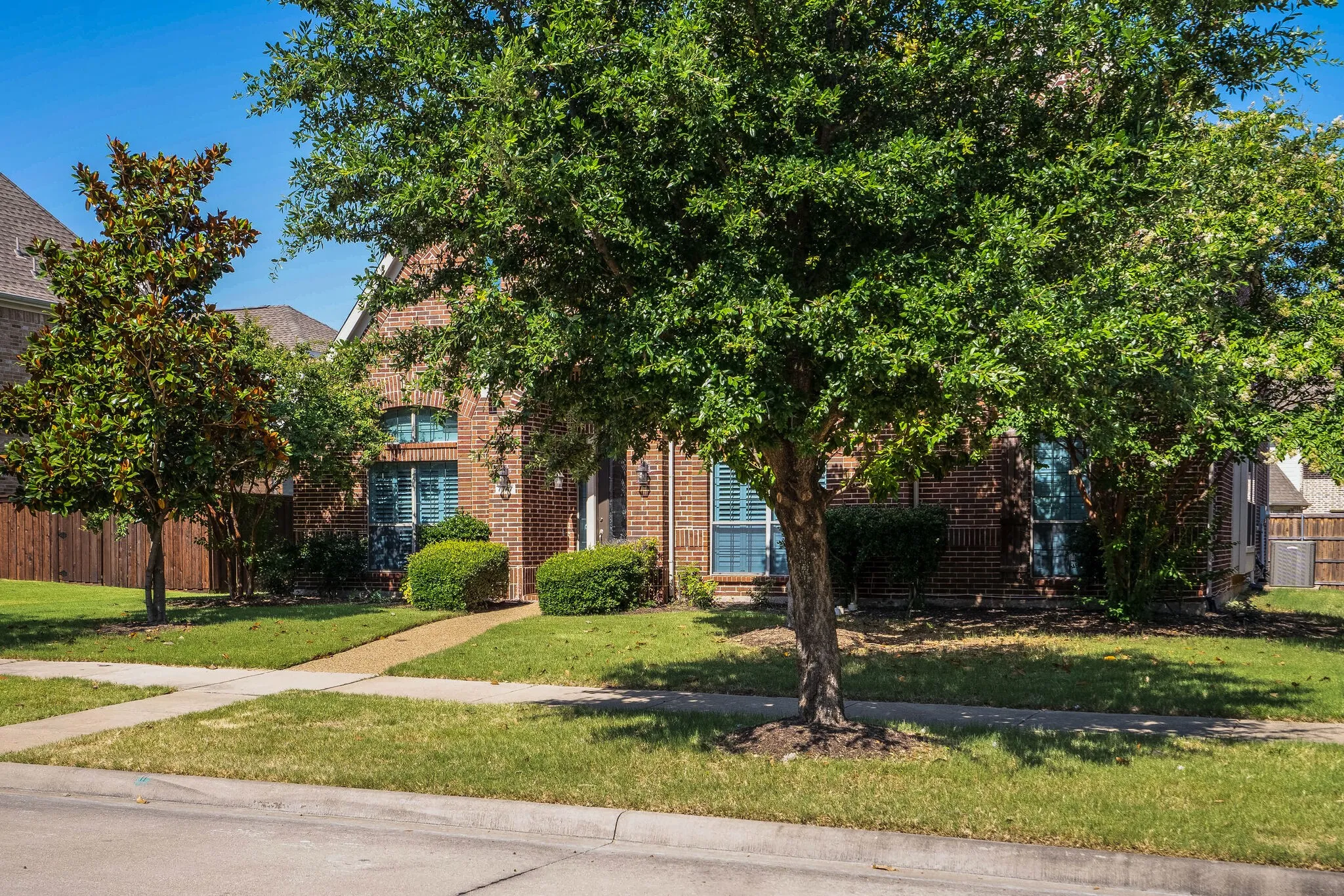 Lush landscaping in front yard