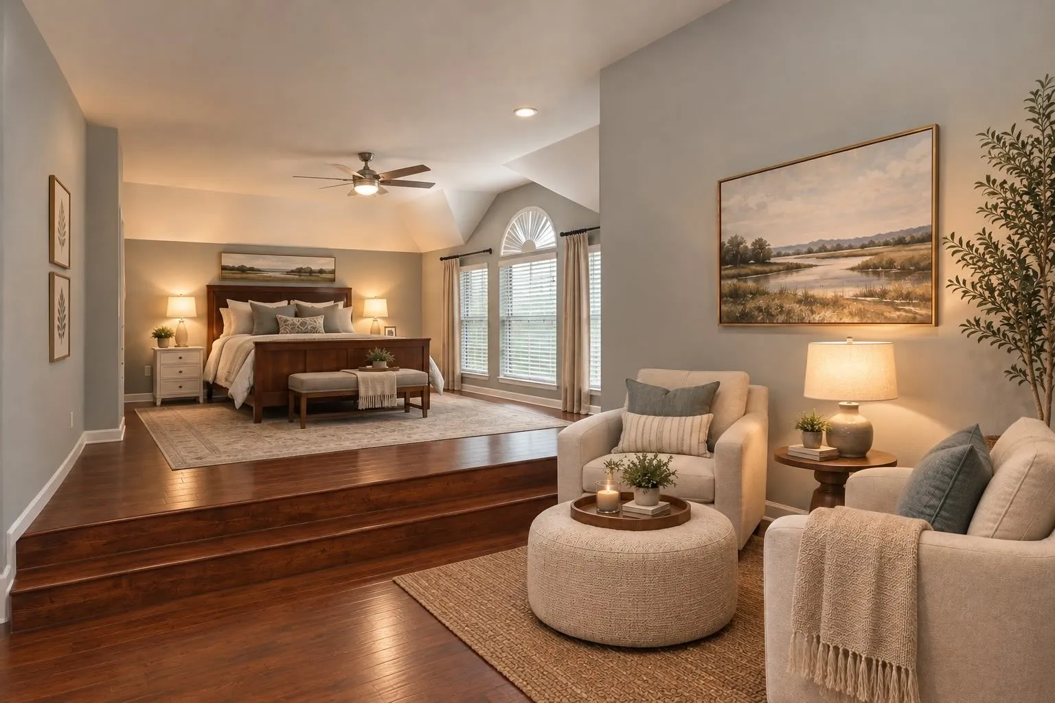 Virtually staged flex space in master bedroom.