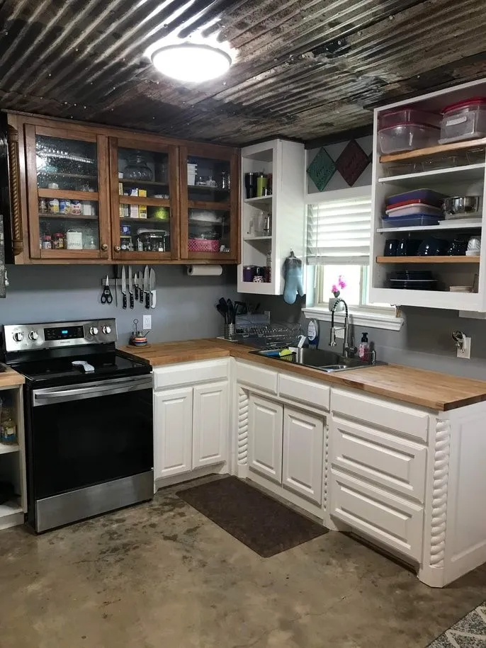 Kitchen with water view