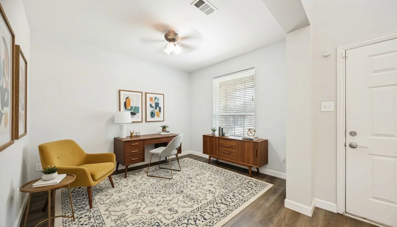 Sitting room virtually staged as office