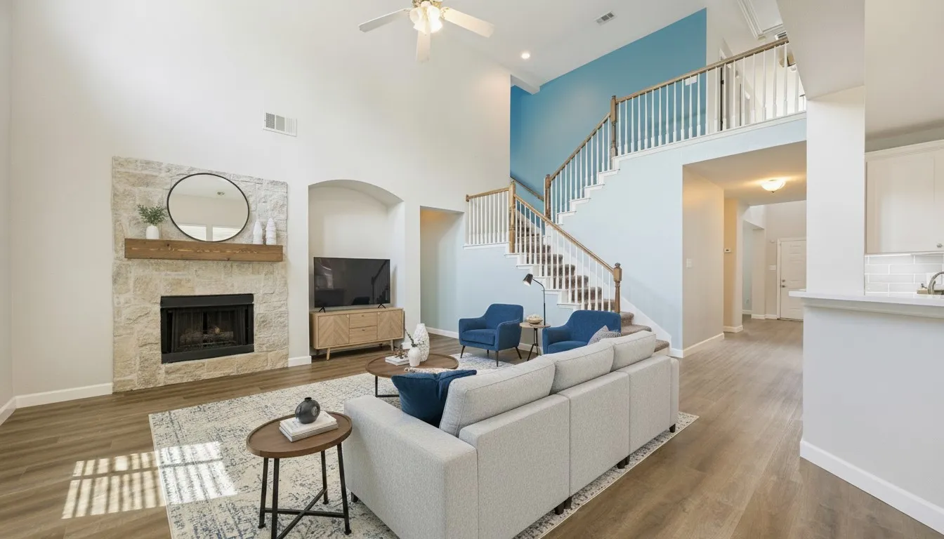 Virtually staged living room