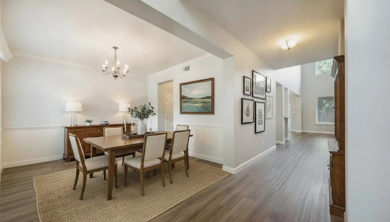 Virtually staged dining room