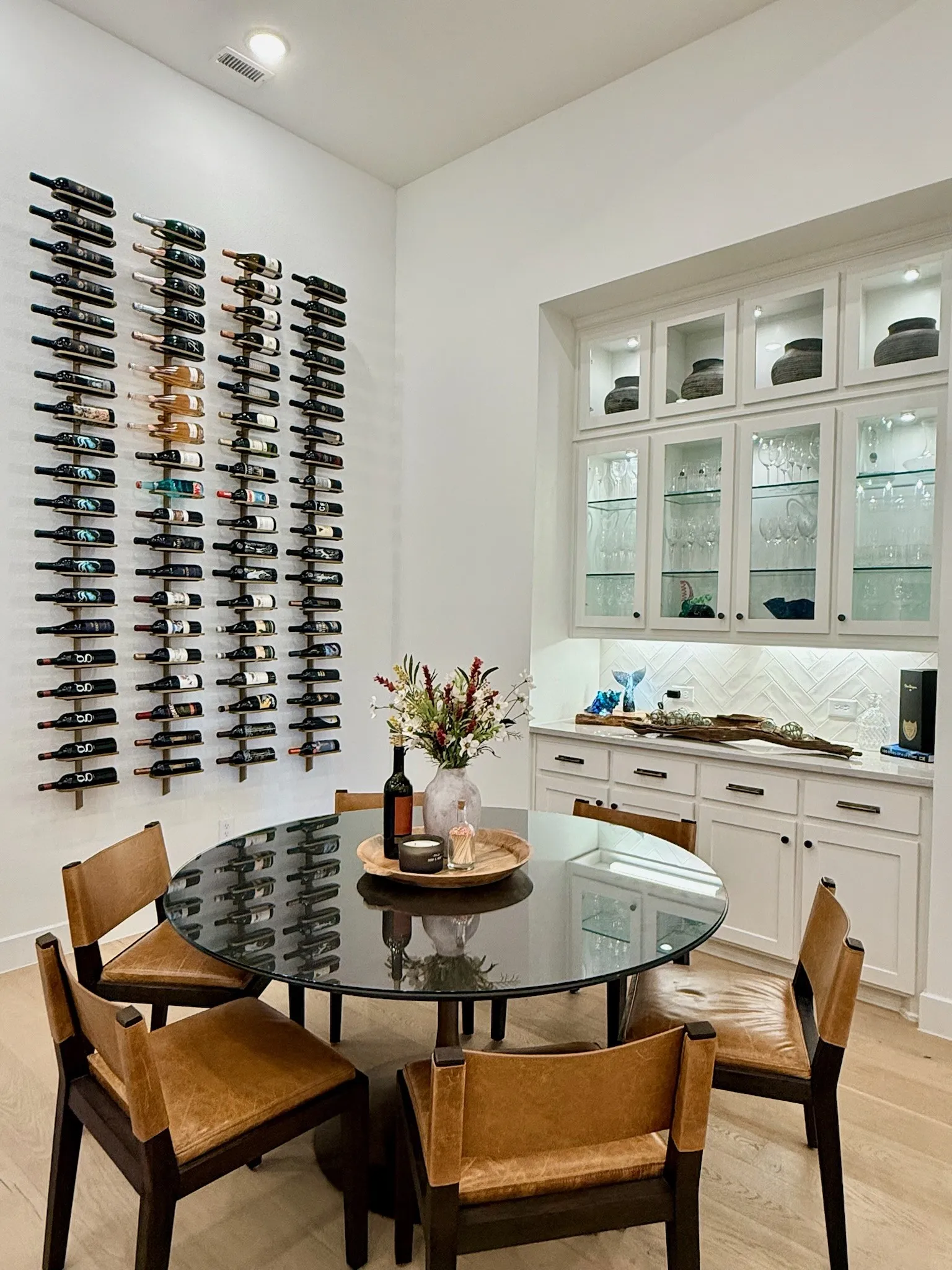 Dining room with wine feature
