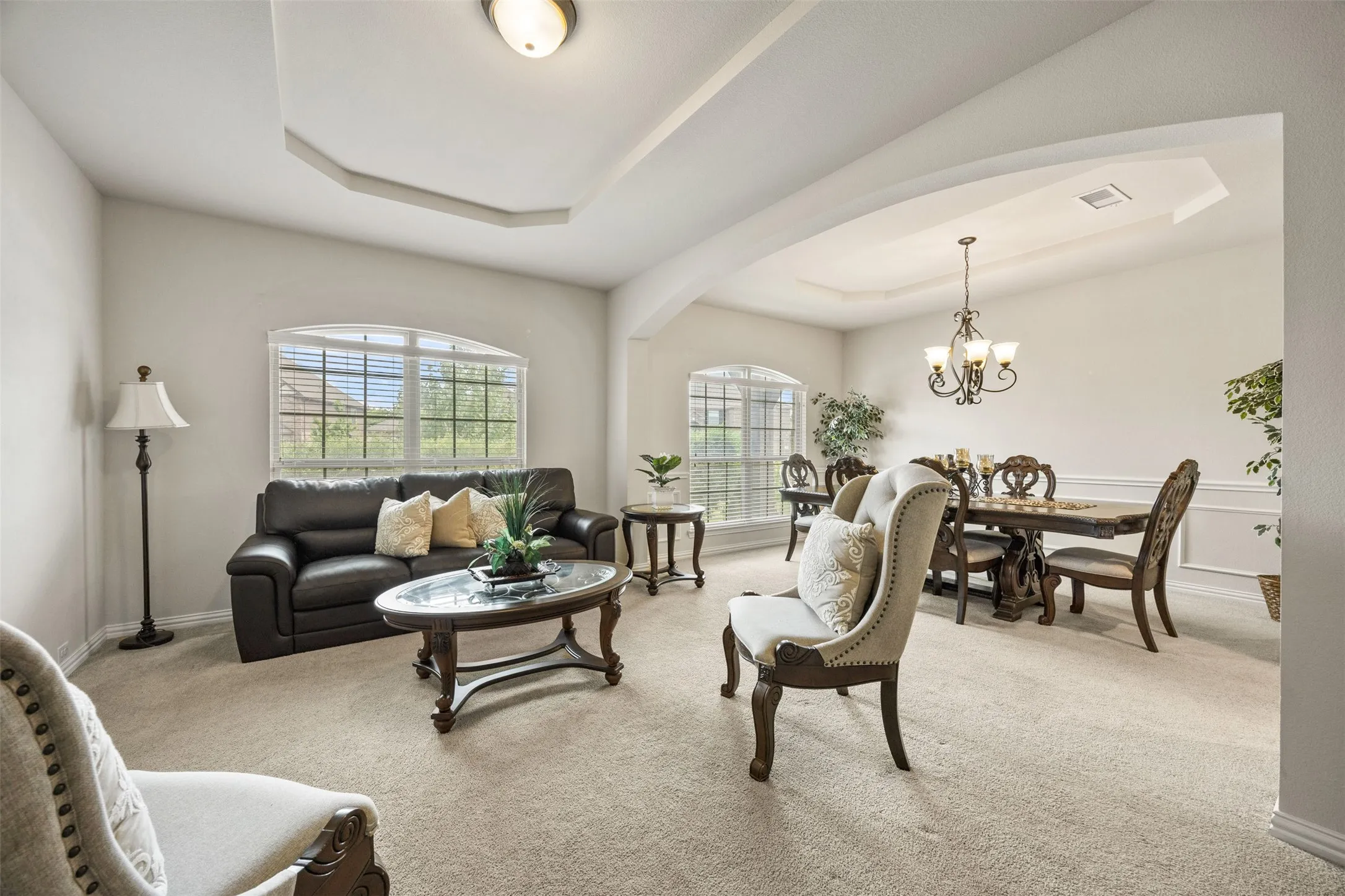 Plenty of natural light in this open-concept living and dining area