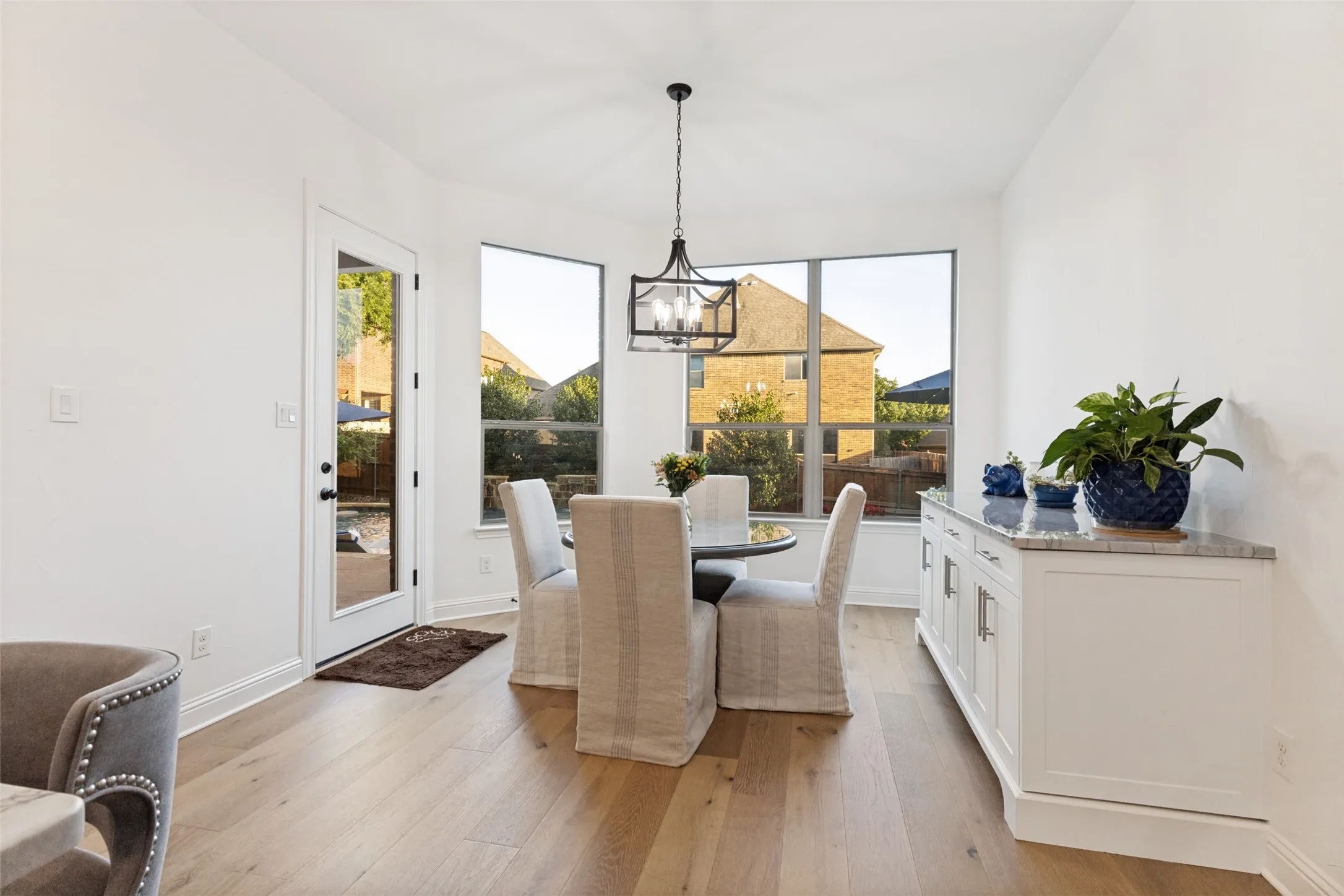 Dining area overlooking backyard