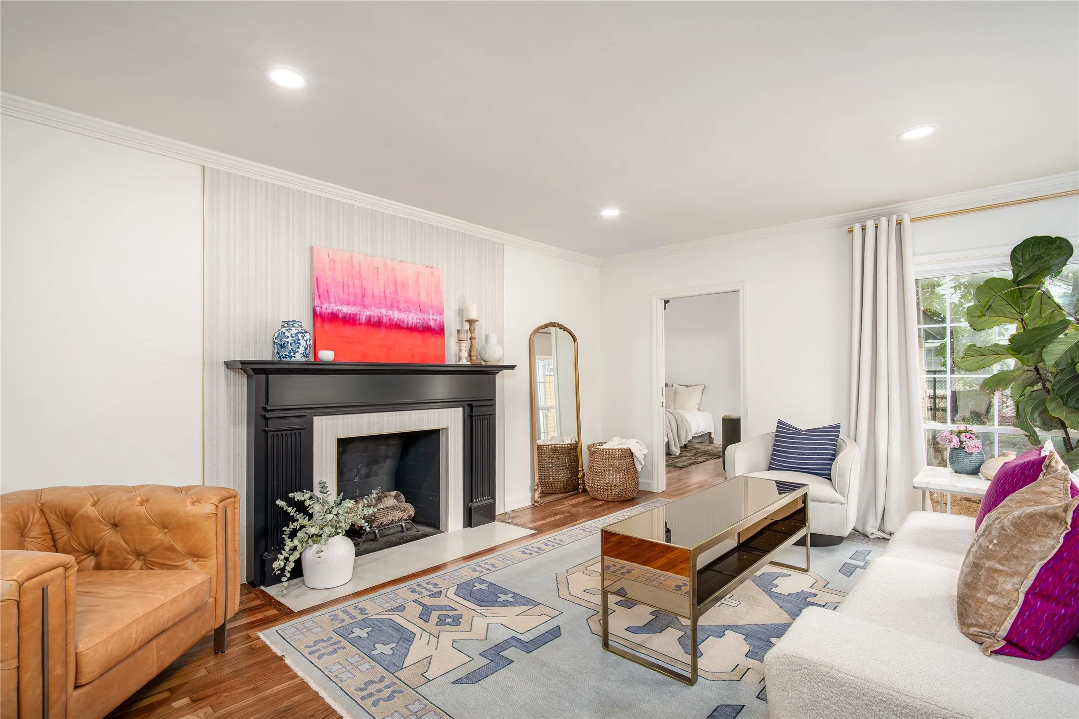 Gas log fireplace