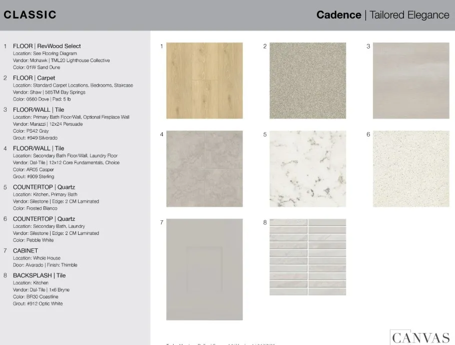 1417 Victory Terrace design selections. Home is currently under construction and selections are subject to change.