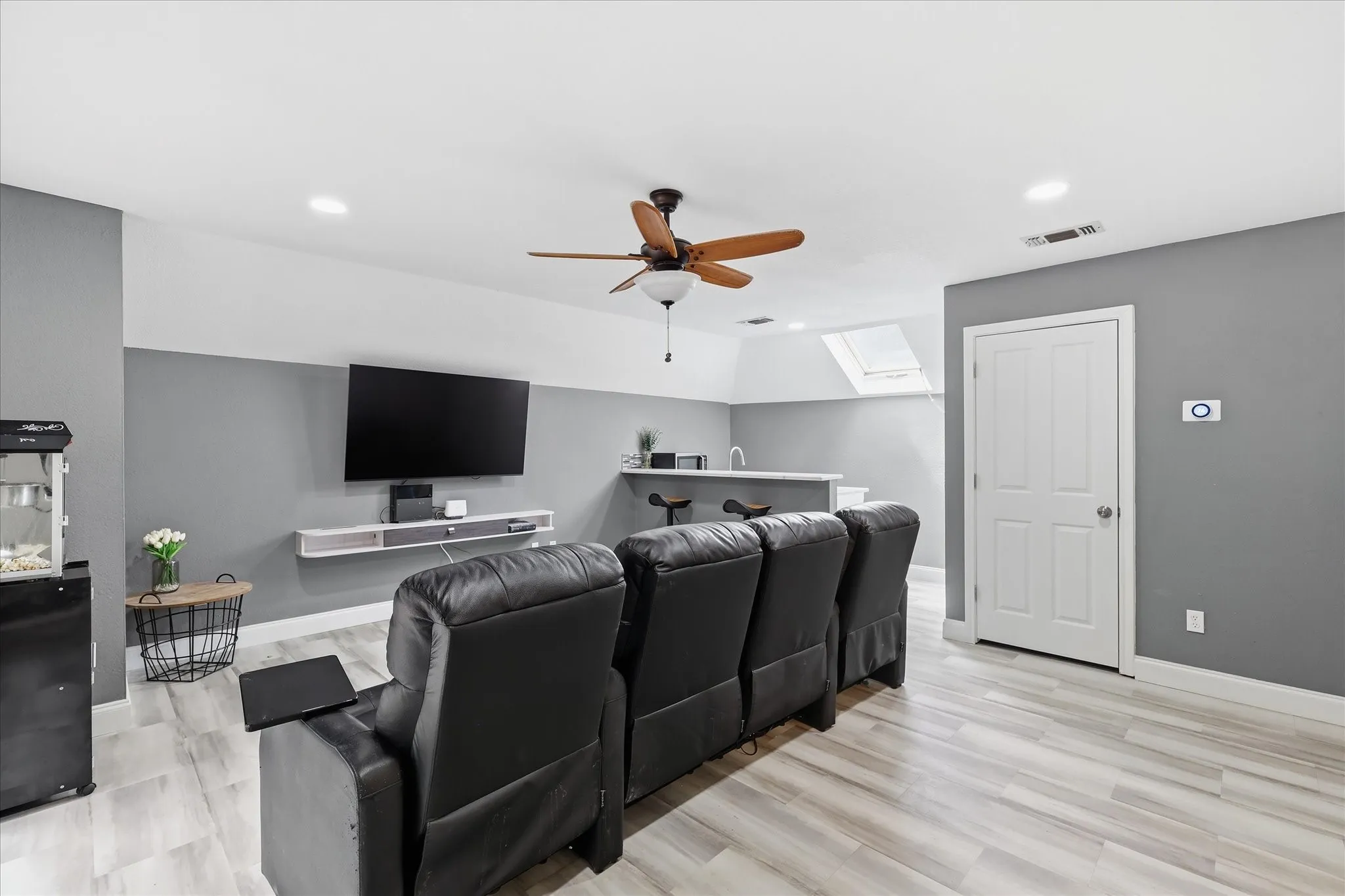 Upstairs living room with wet bar