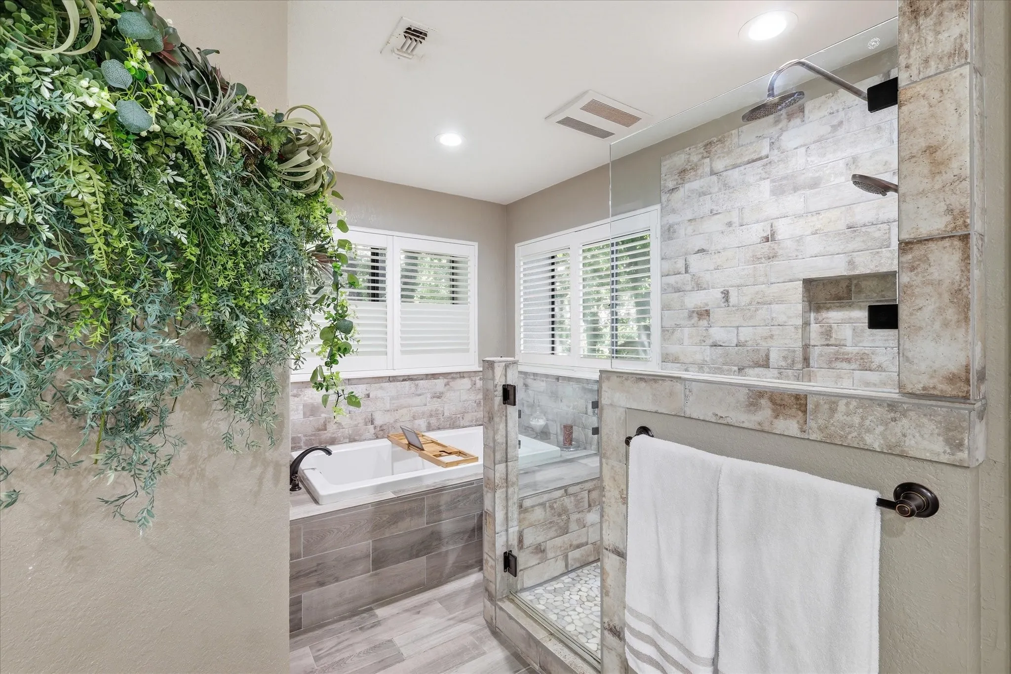 Soaking tub, Shower and private toilet room
