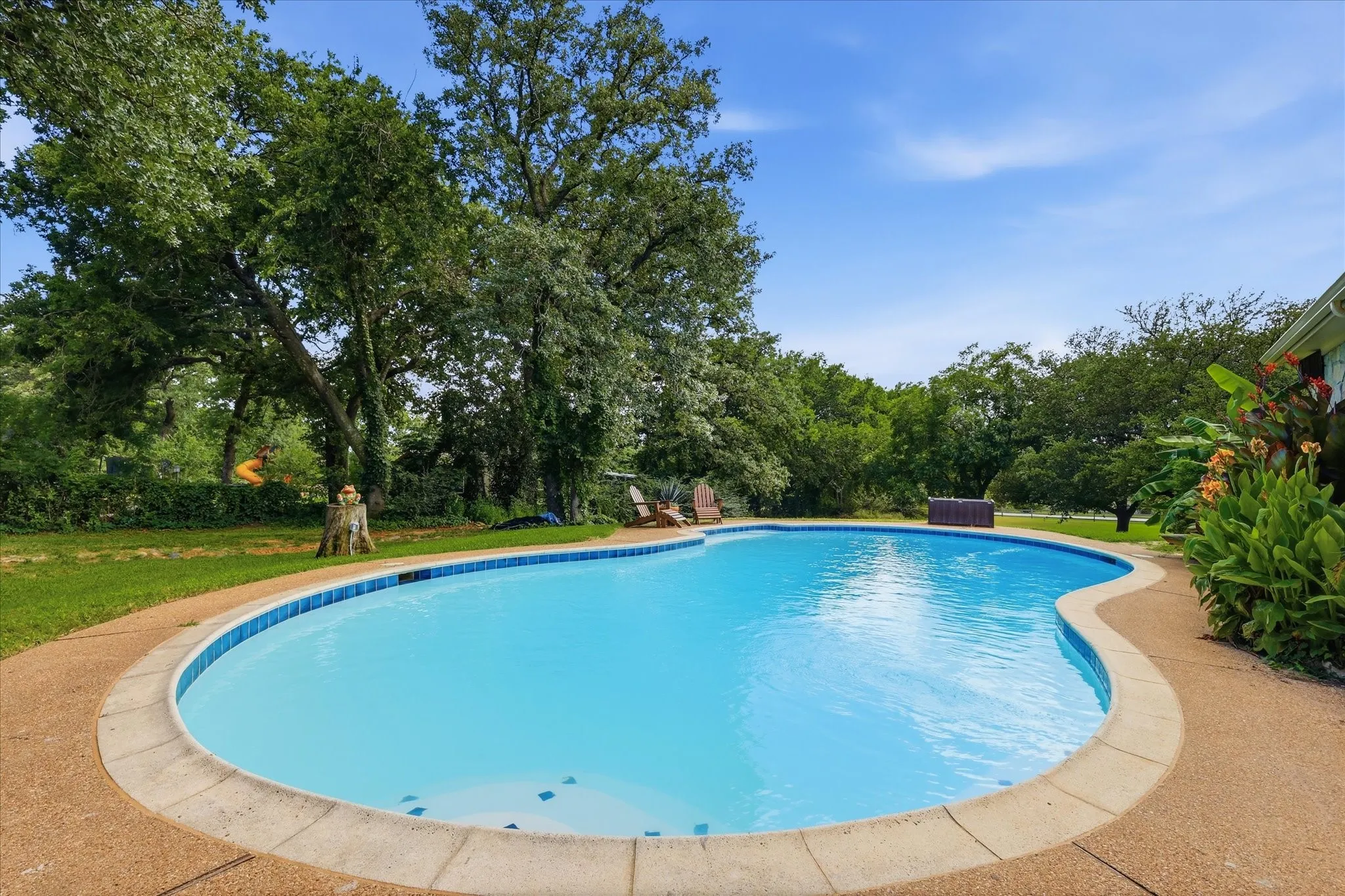 Newly resurfaced sparkling swimming pool