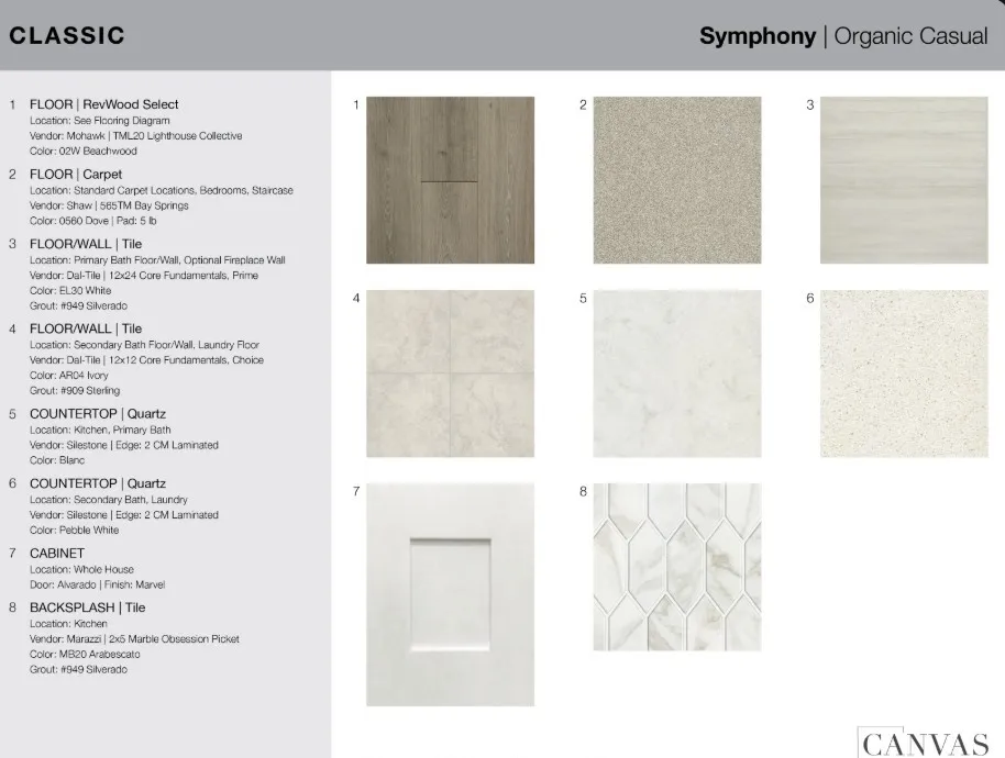 507 Wisteria Street design selections. Home is currently under construction and selections are subject to change.
