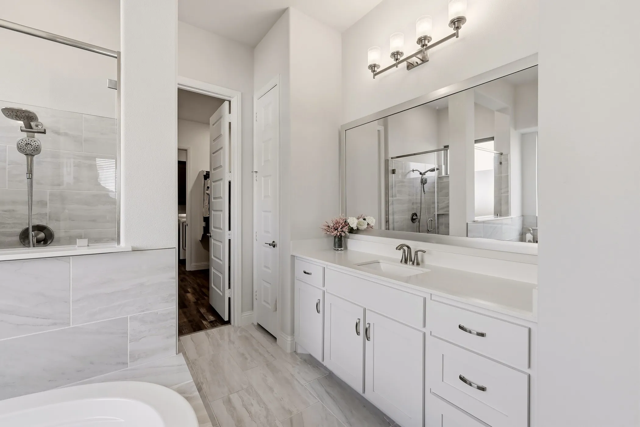 2 vanities in this beautiful primary bathroom!