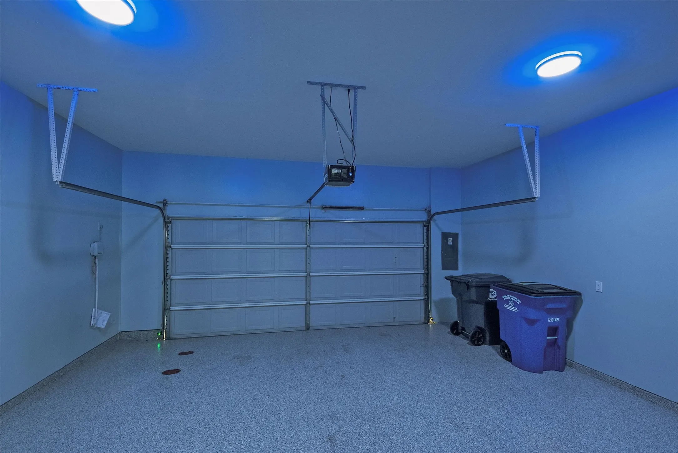 Inside the spacious garage