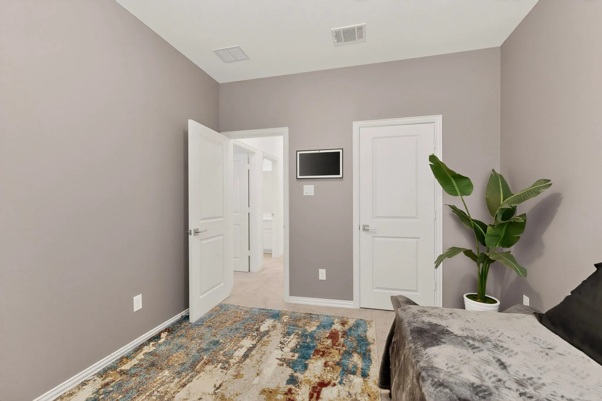 Entry to a bright bedroom