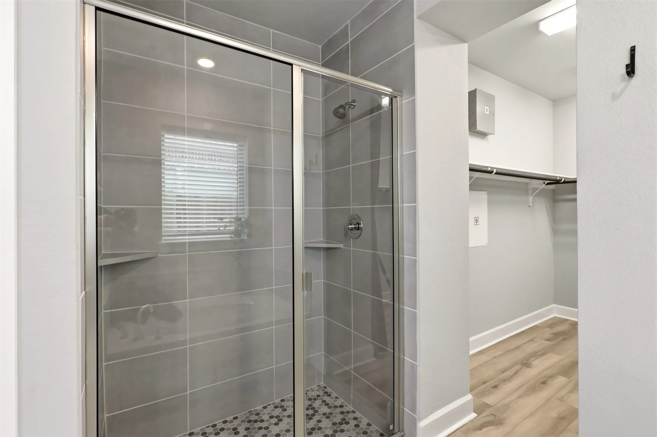 Separate tiled shower