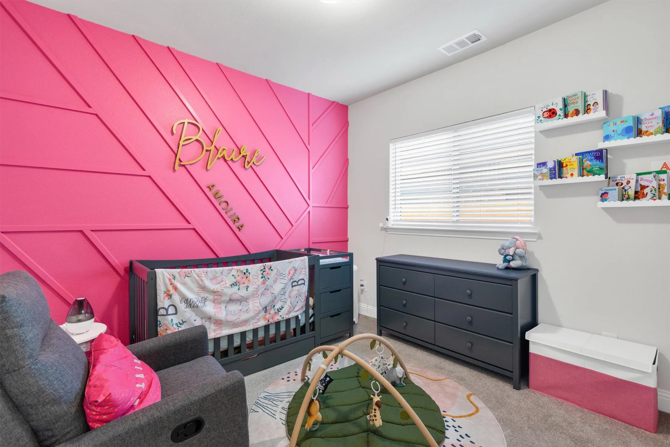 Accent wall featuring geometric paneling