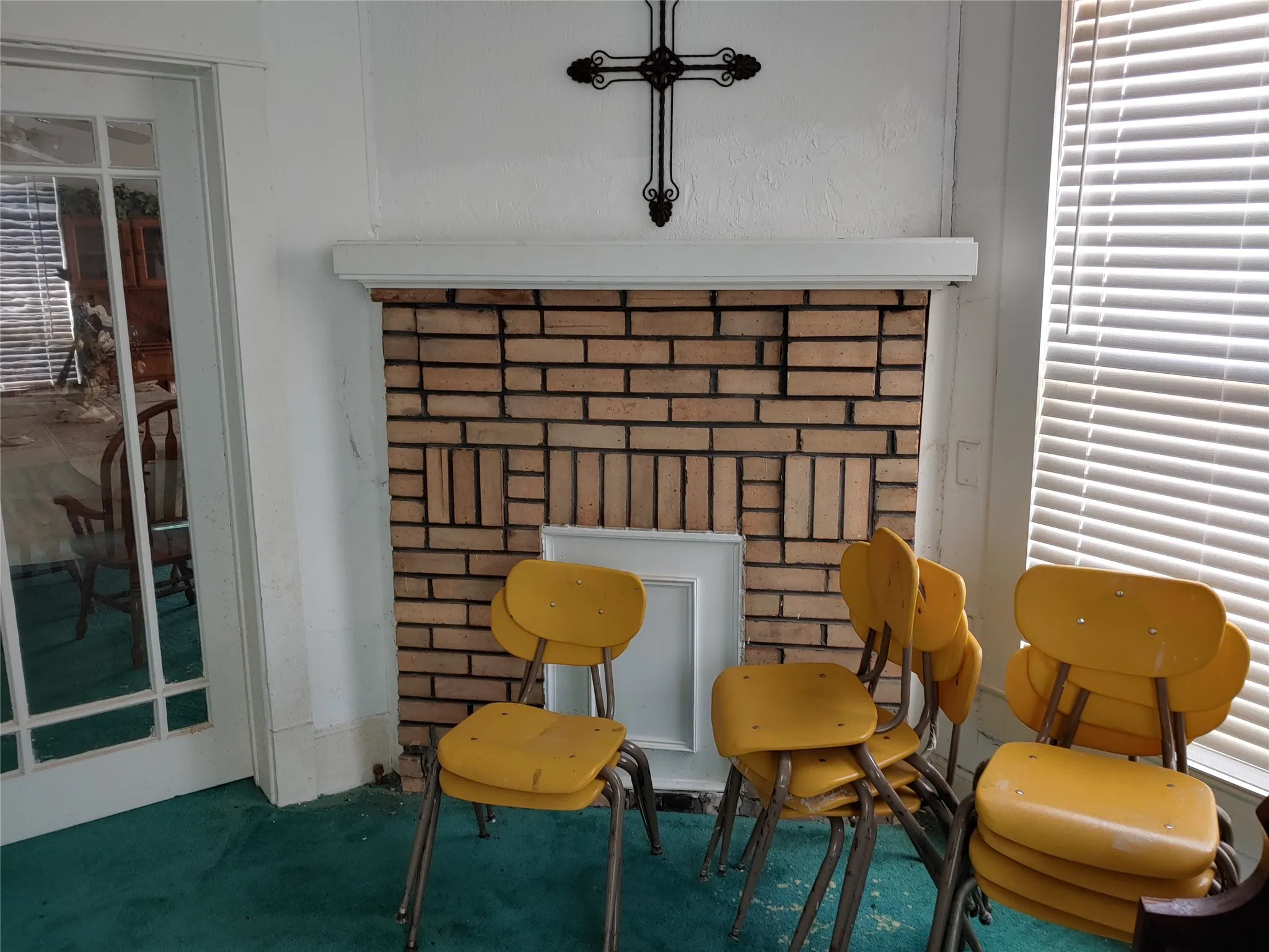 Brick fireplace