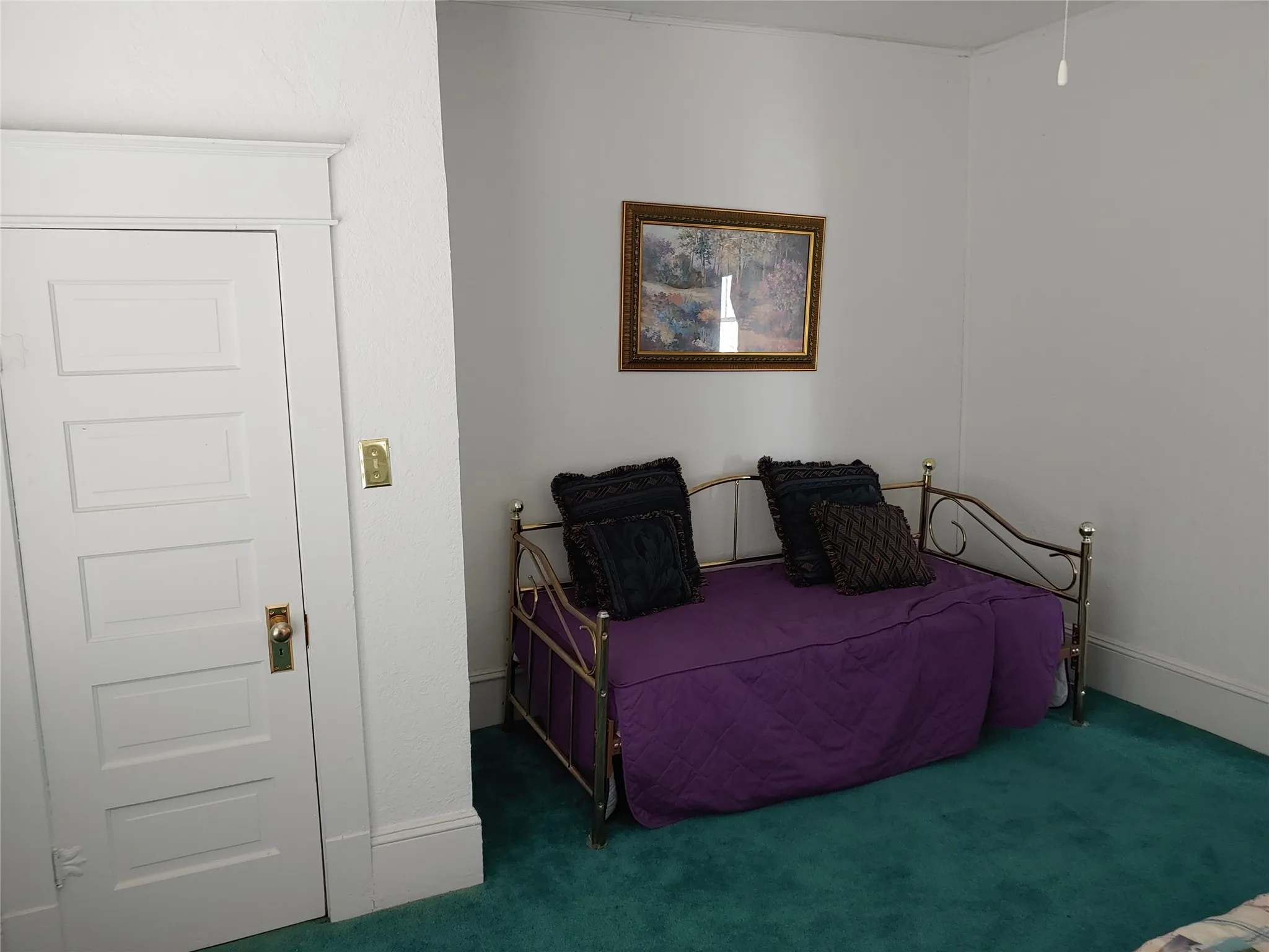 White interior paneled door with brass hardware
