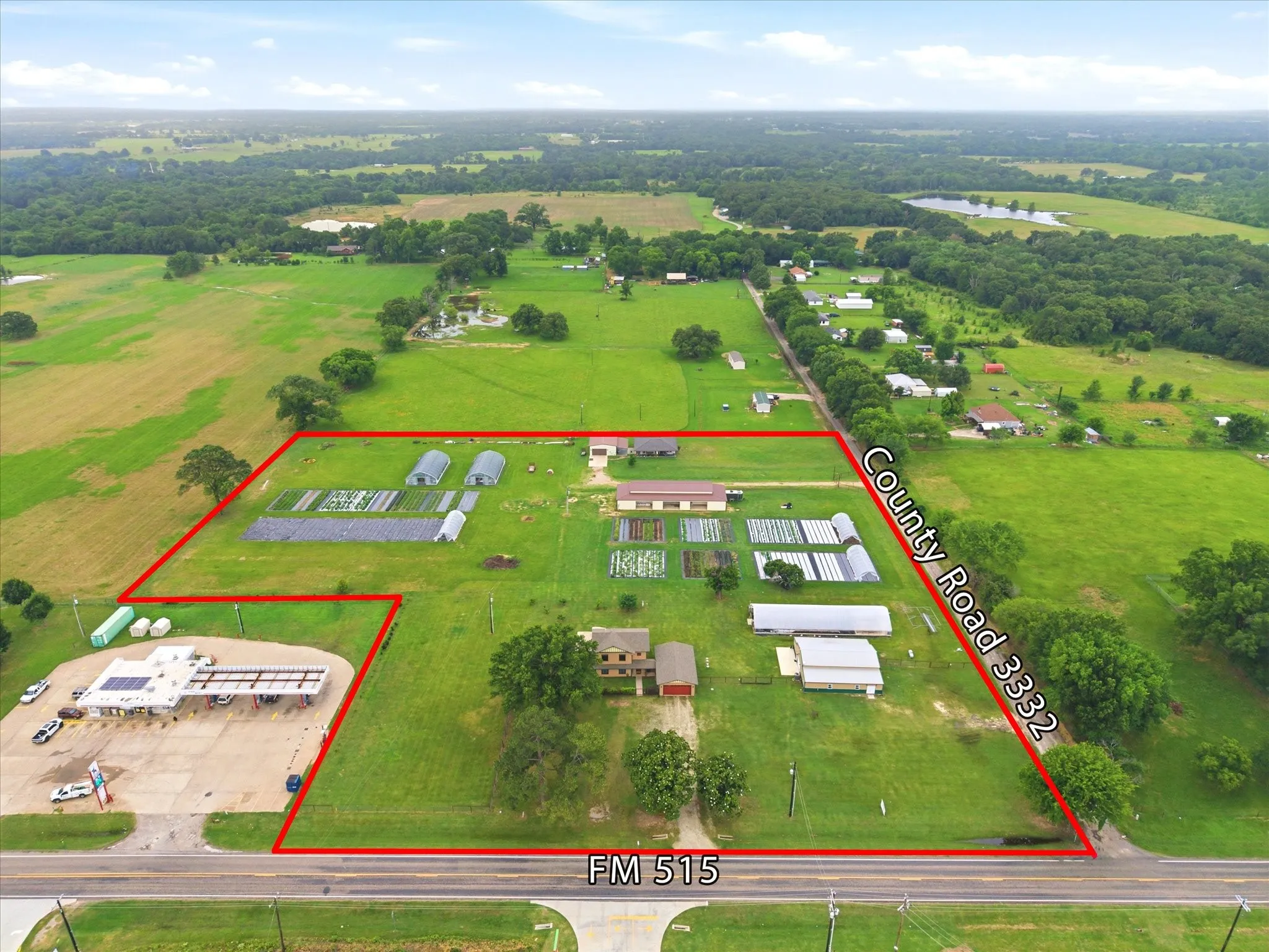 Dual Road Frontage - FM 515 & CR 3332.  This homestead compound on 7.695 acres is waiting for you!