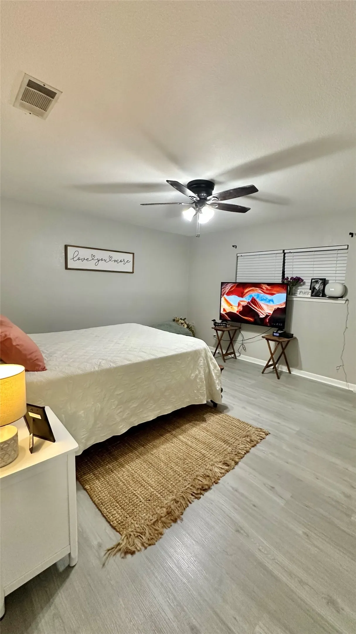 Neutral Grey wall color, Vinyl Plank flooring