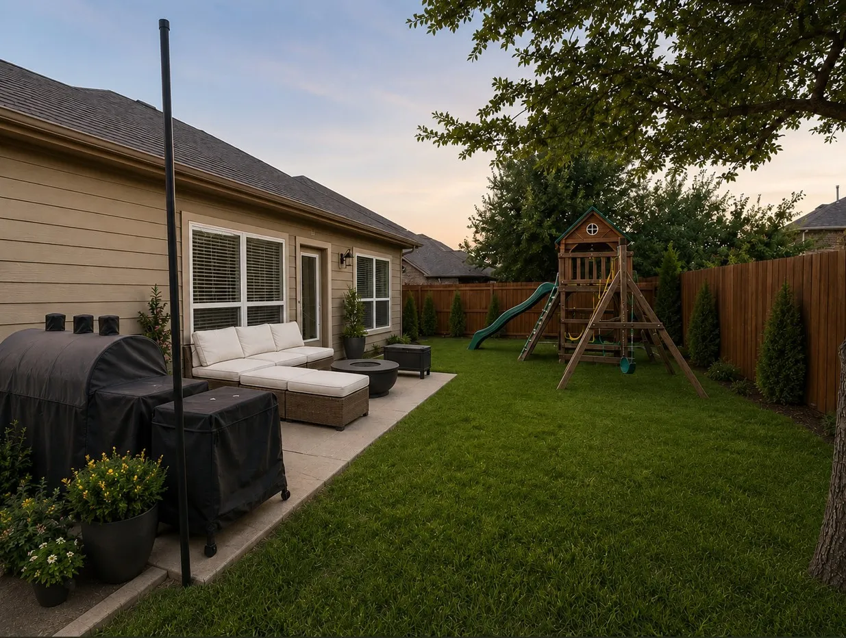 Backyard-playset will stay if desire but cab also be removed.