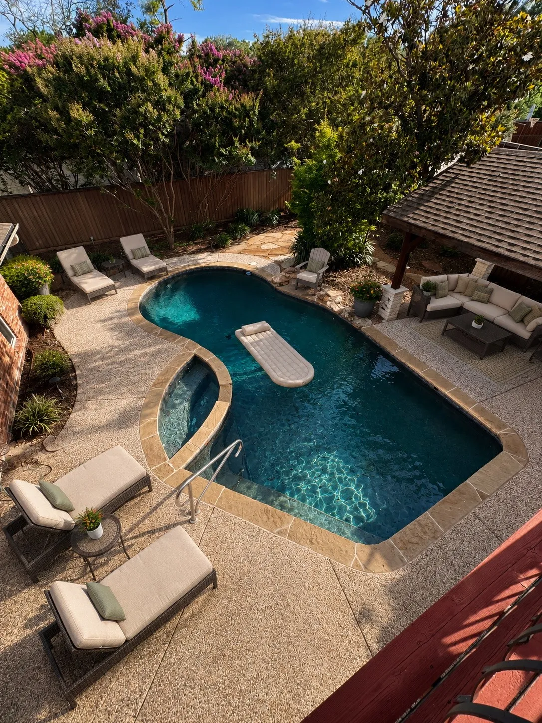 pool from balcony of bedroom or large -gameroom - virtually staged