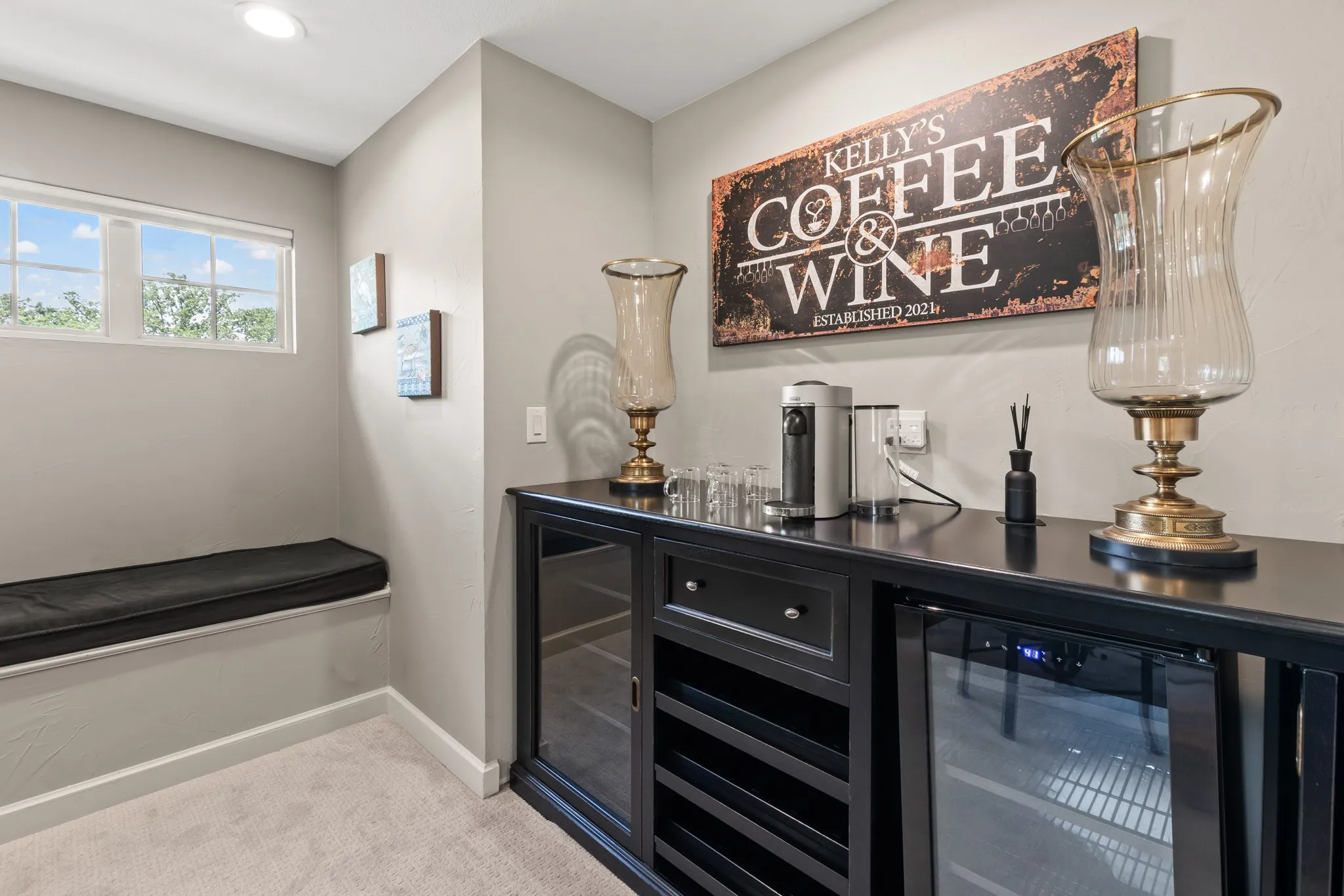 Bar with built in beverage fridges