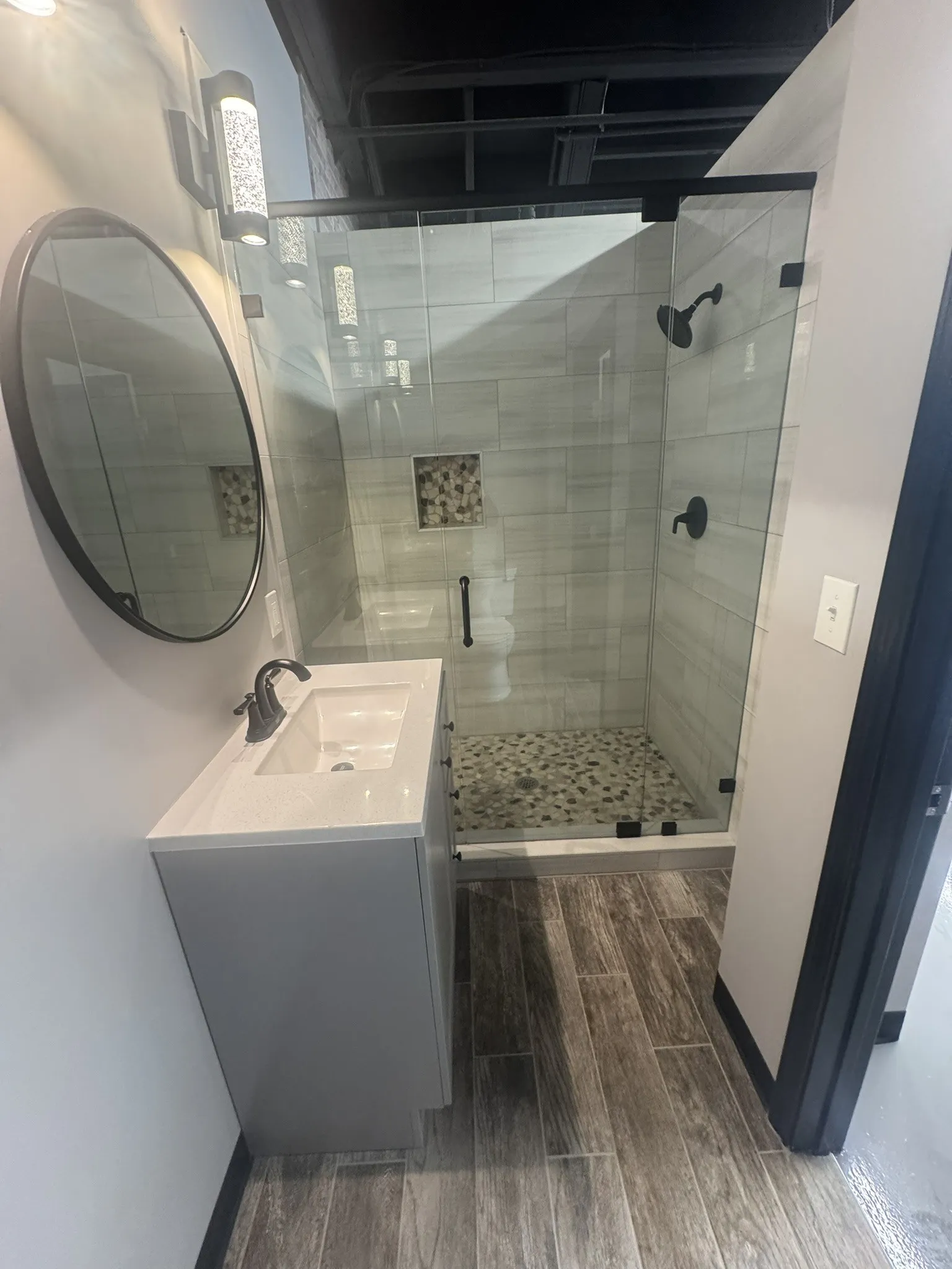 Beautiful Walk in Shower in Bathroom.
