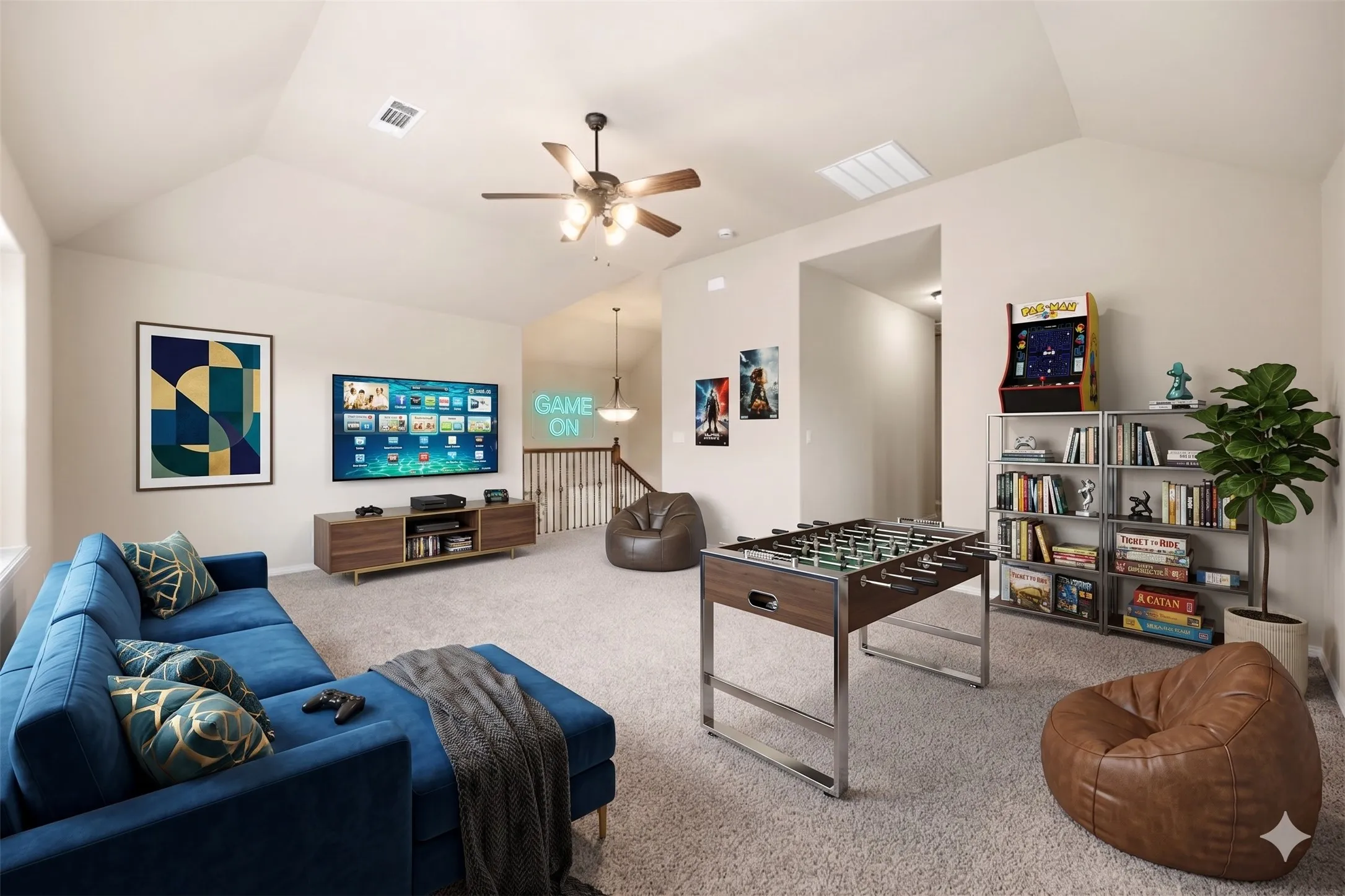 AI generated staged game room at 1116 Wedgewood Drive