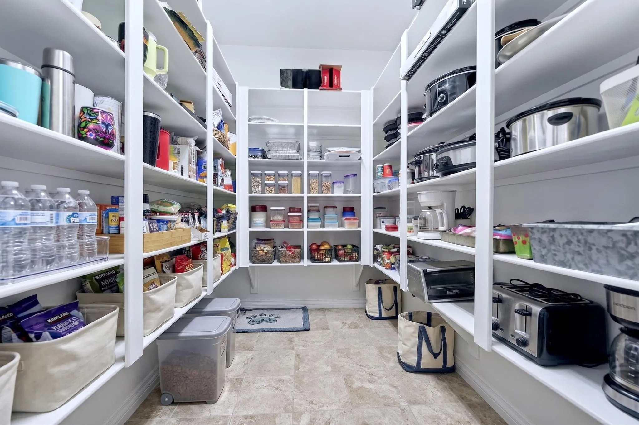 Pantry and small appliance storage space.