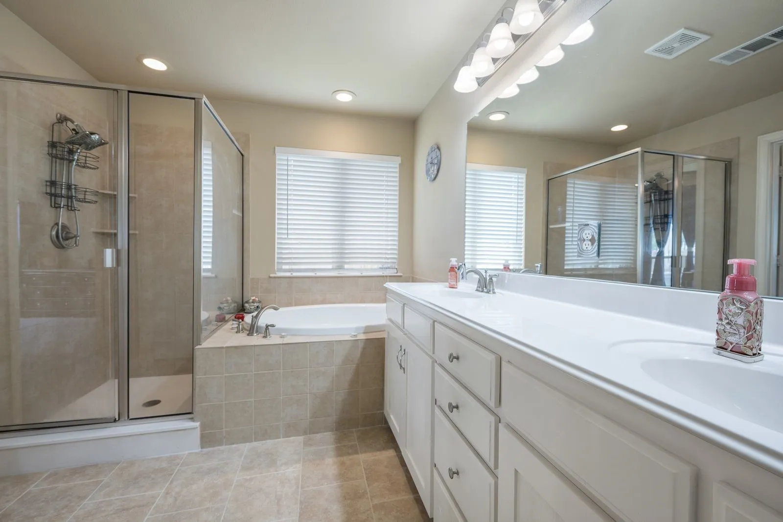 Master bath has separate vanities