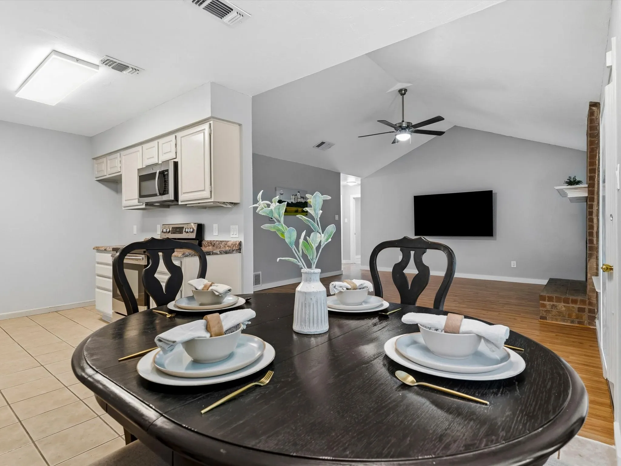 Dining area conveniently located adjacent to the kitchen and living room.