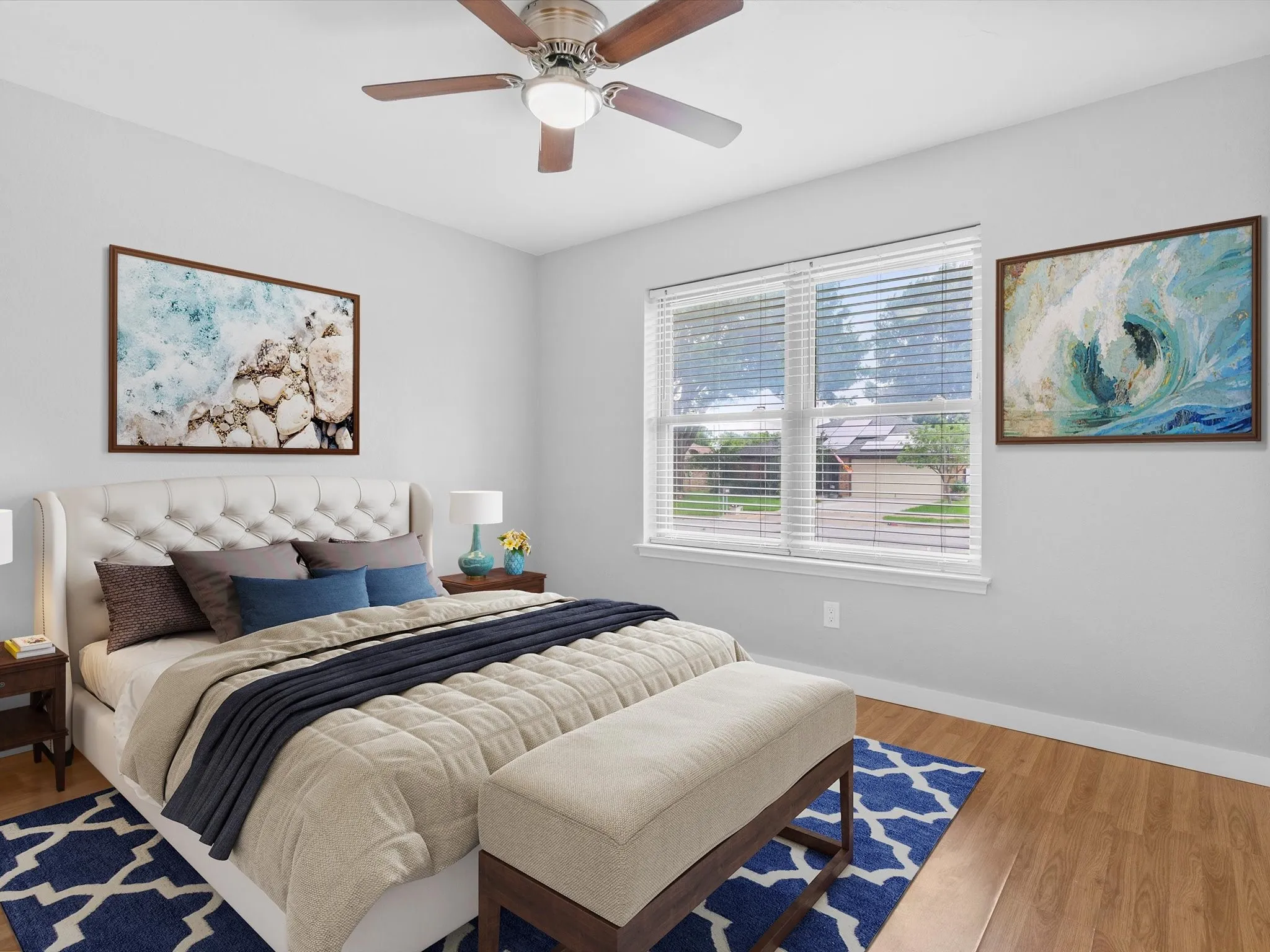 Secondary bedroom with closet storage and versatile use options. Virtually staged
