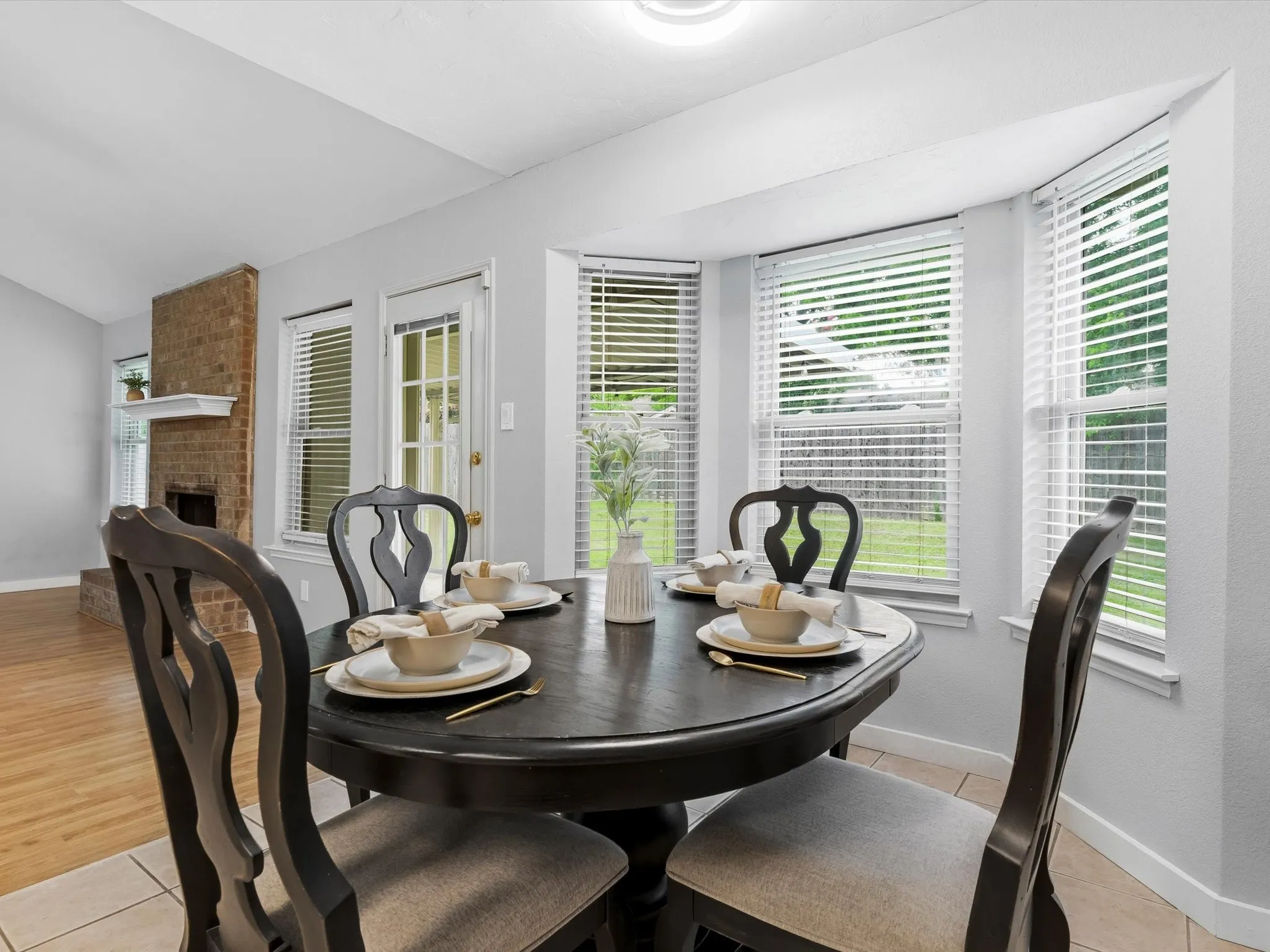 Dining area conveniently located adjacent to the kitchen and living room.