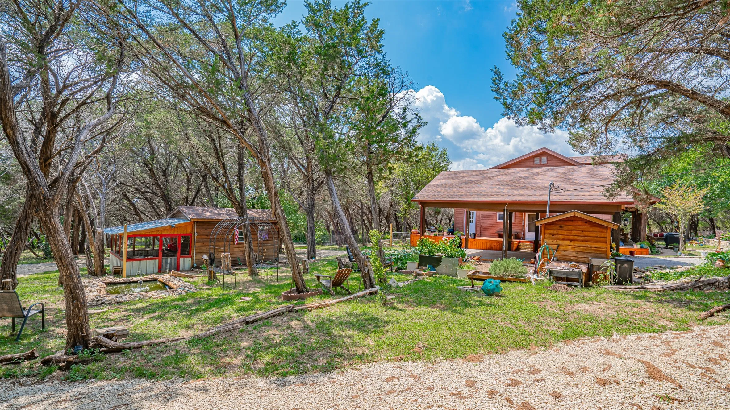 Chicken coop, well house, carport