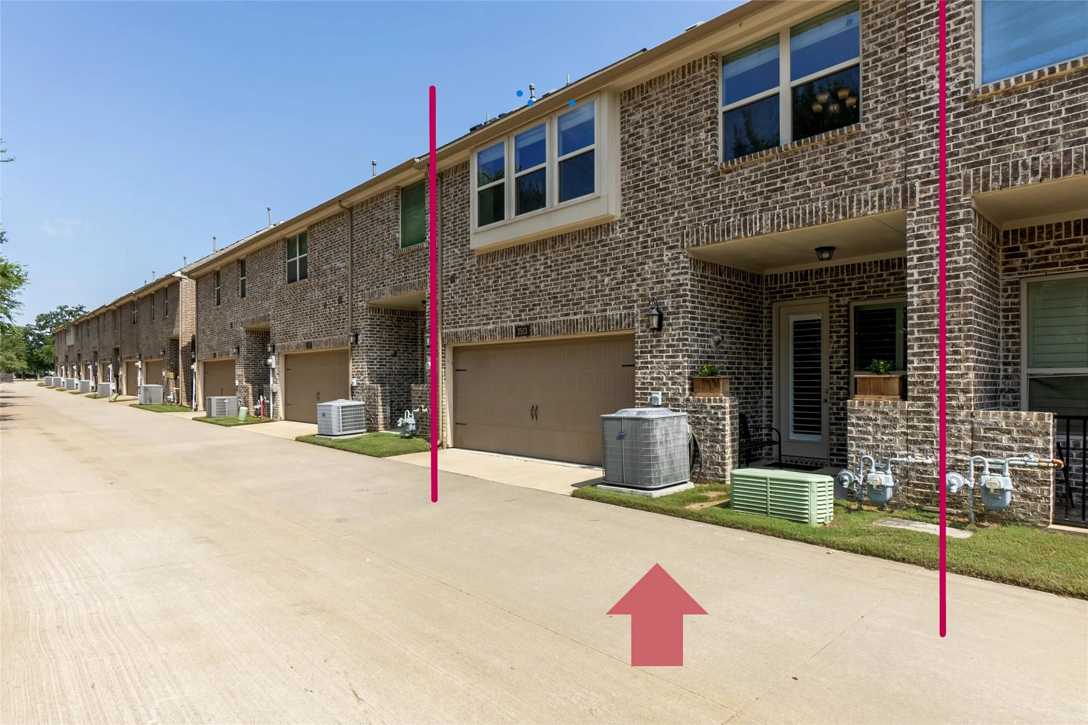 Rear entry to 2 car garage & back patio