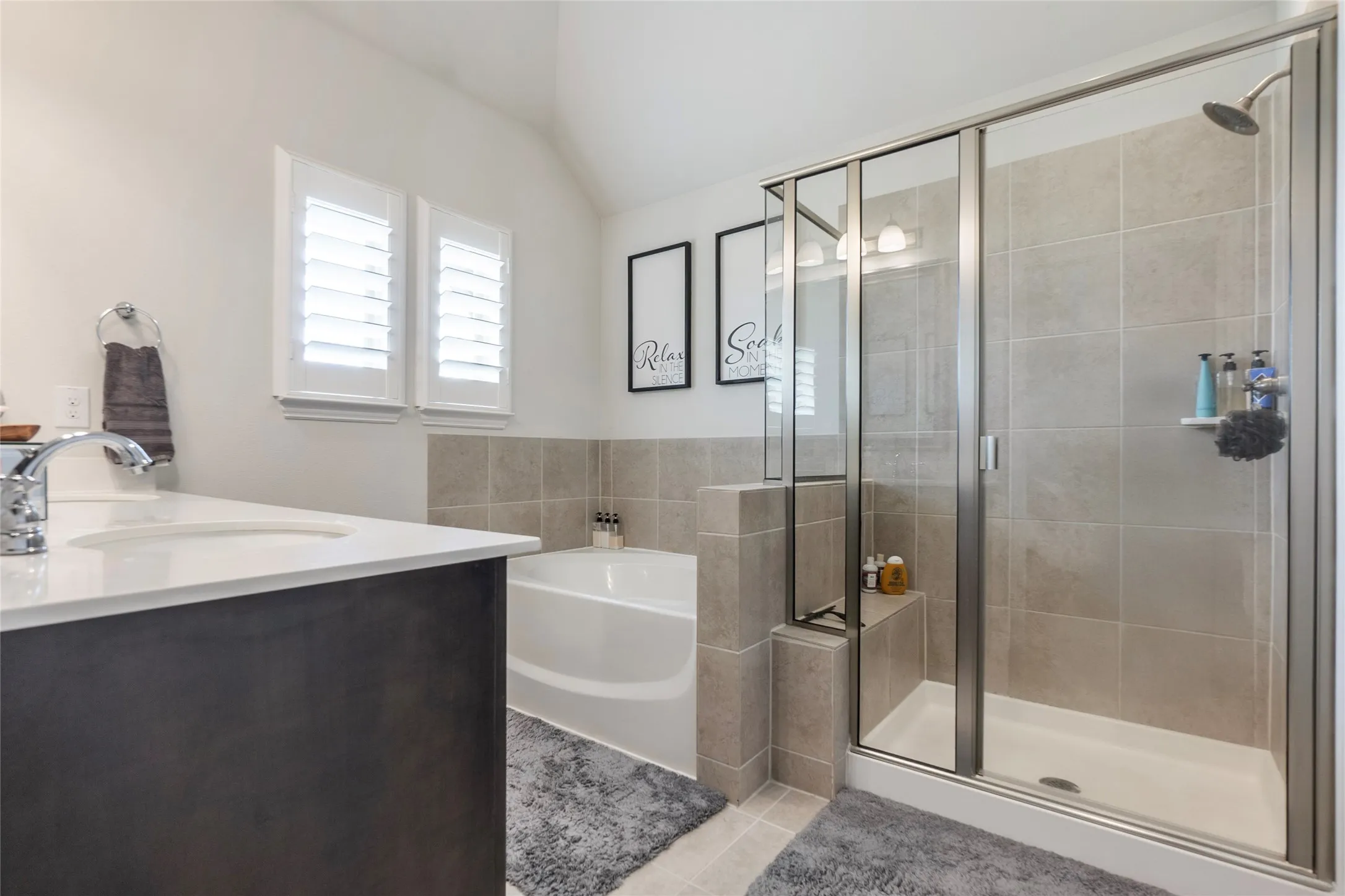 Large garden tub and walk-in separate shower