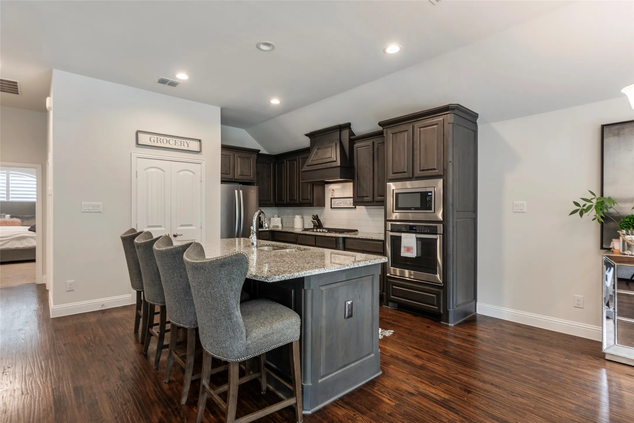 Room for four barstools at this awesome island