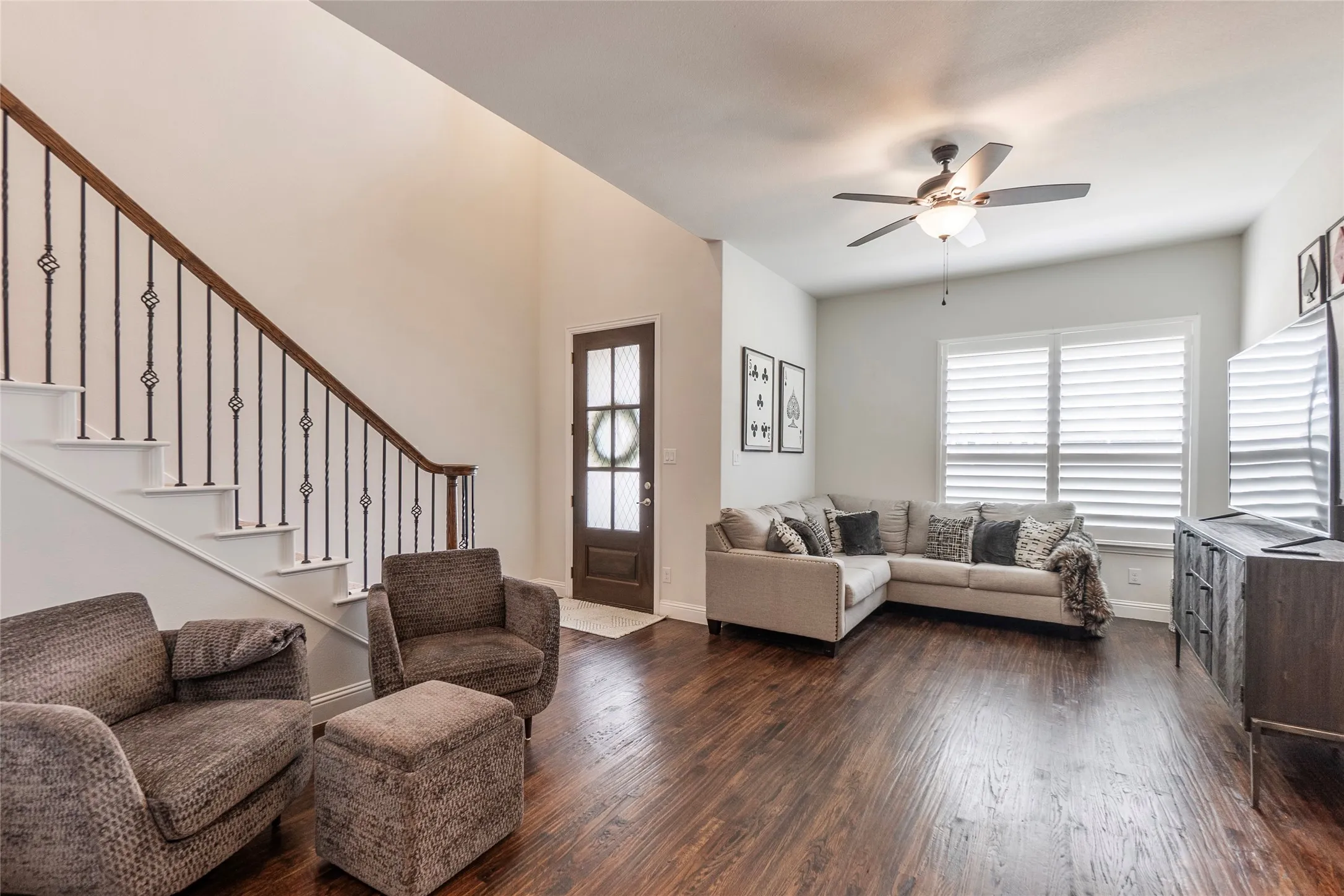 Living area DOWN with two bedrooms or one bedroom & office with a full bath