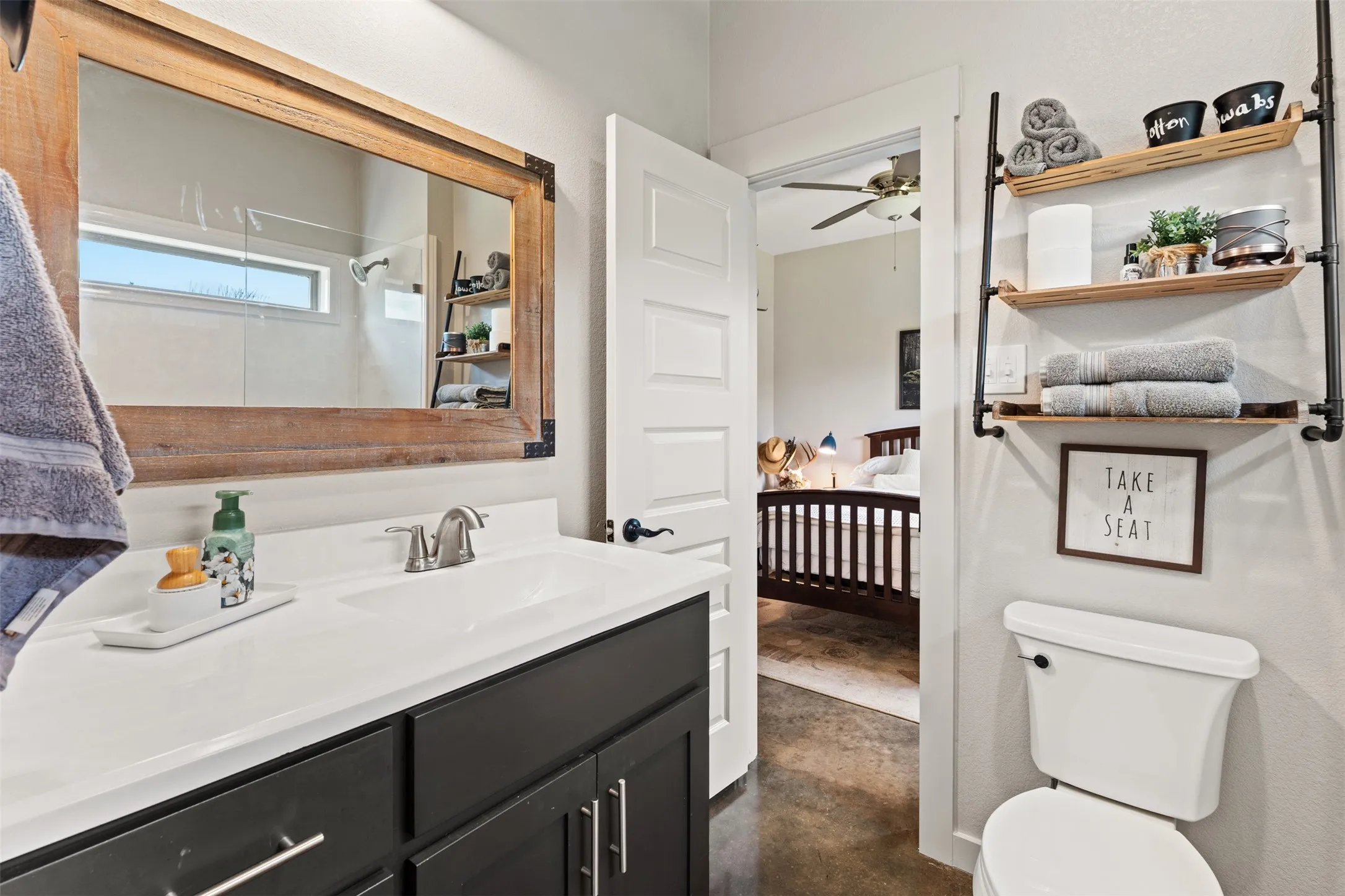Jack-and-Jill bathroom downstairs with full sized tub