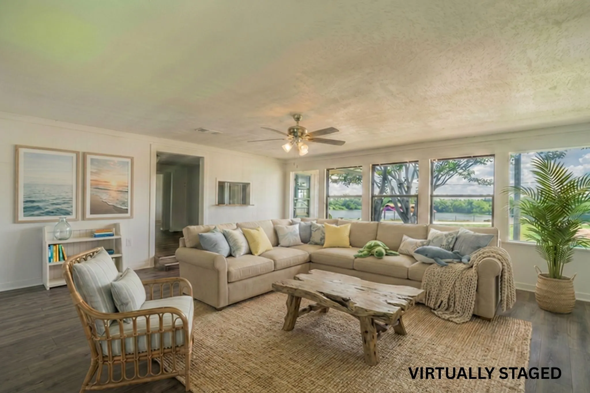 Large 15x20 family room Virtually Staged