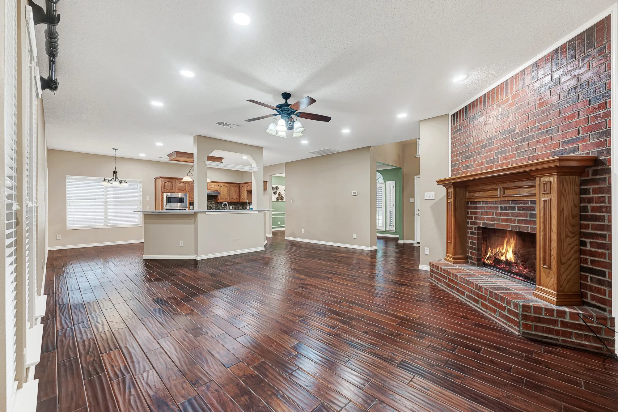 Lots of space here. Beautiful Fireplace for those cozy winters.