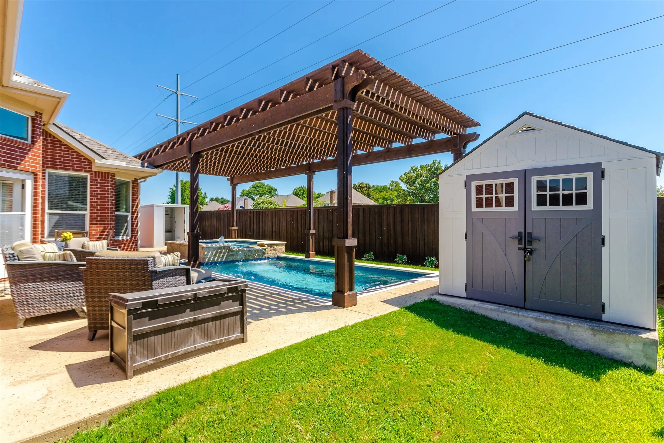 Large, Outdoor Siting Area and Storage Shed.