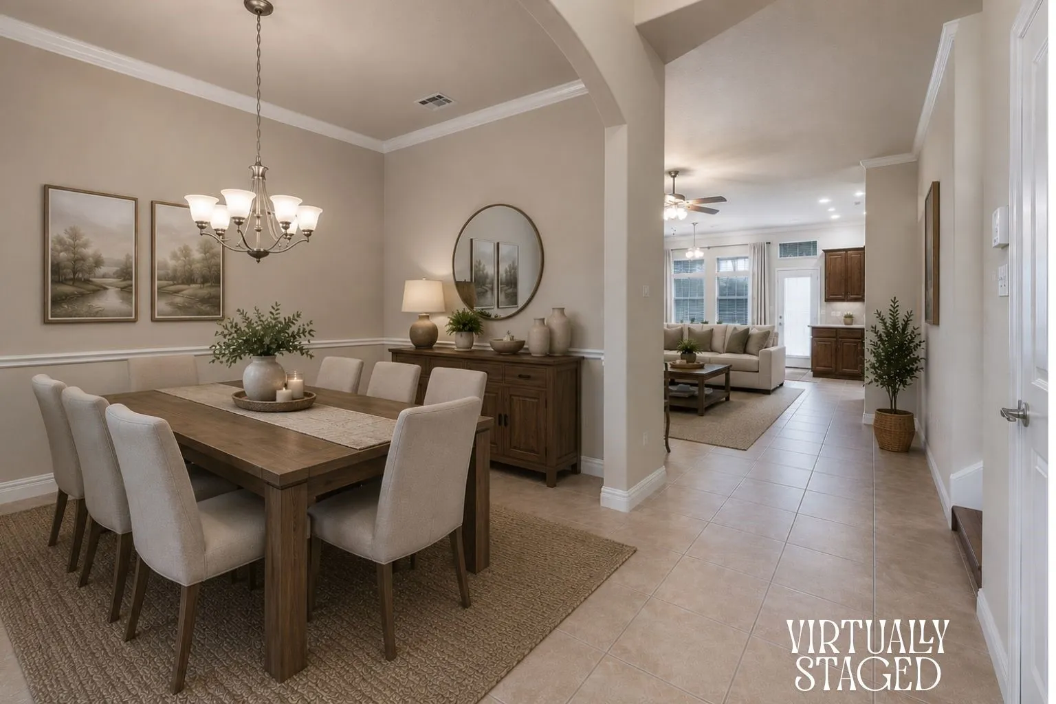 Virtually staged dining area or flex office.