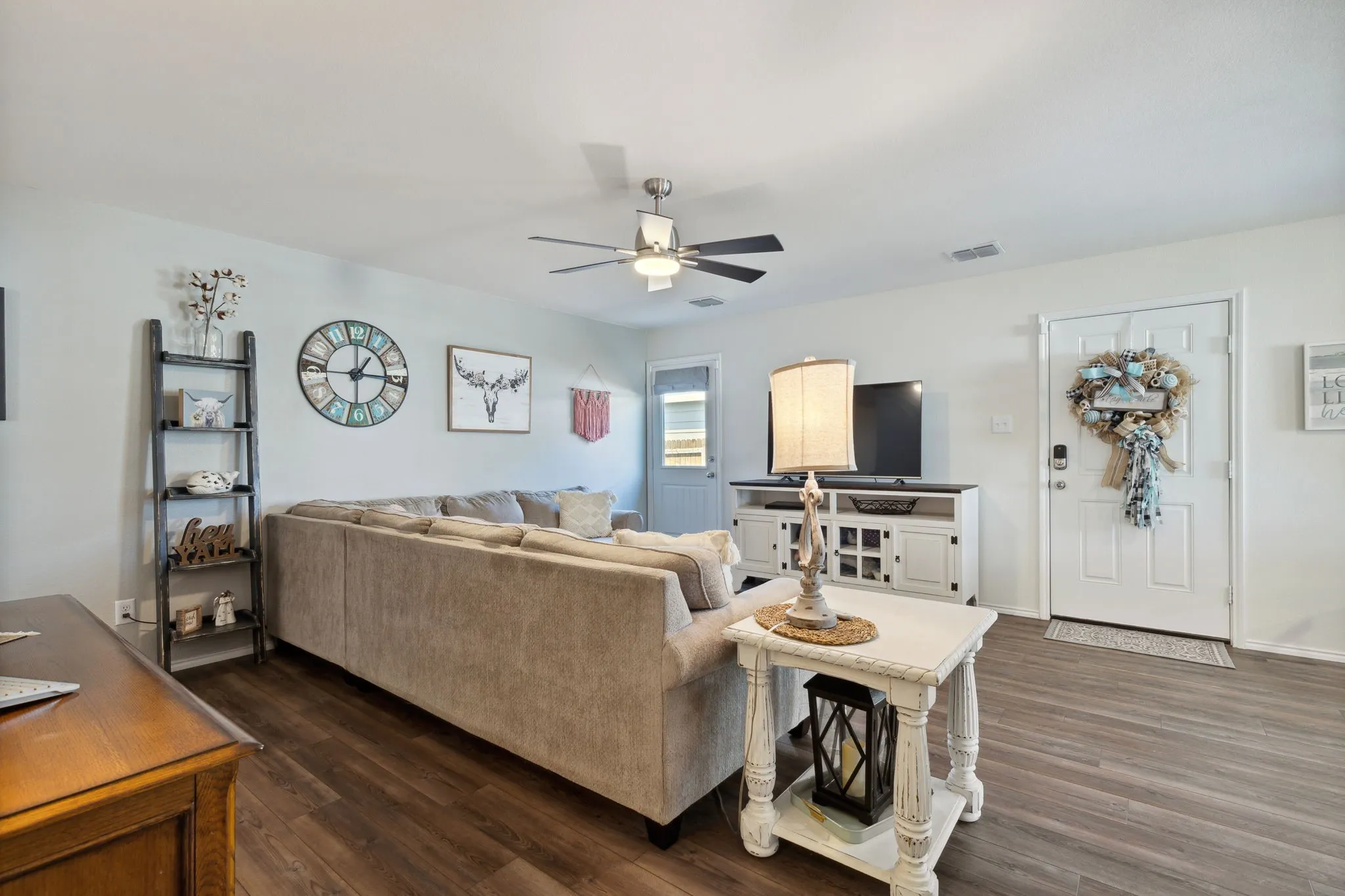 Plenty of space in the living room for family and guests.
